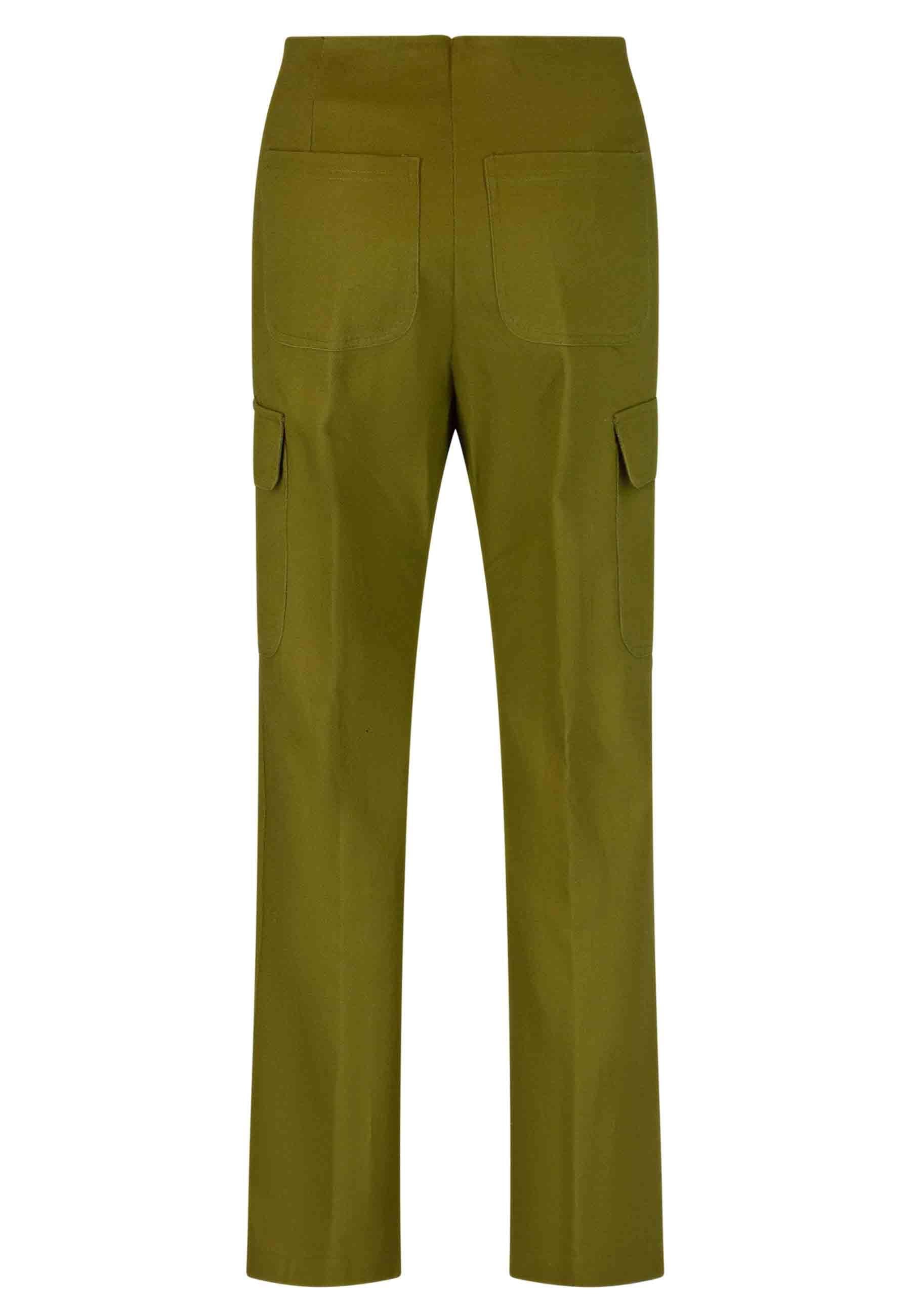 Pantaloni cargo donna in cotone verde con tasche laterali 11448 28 Pink Memories 
