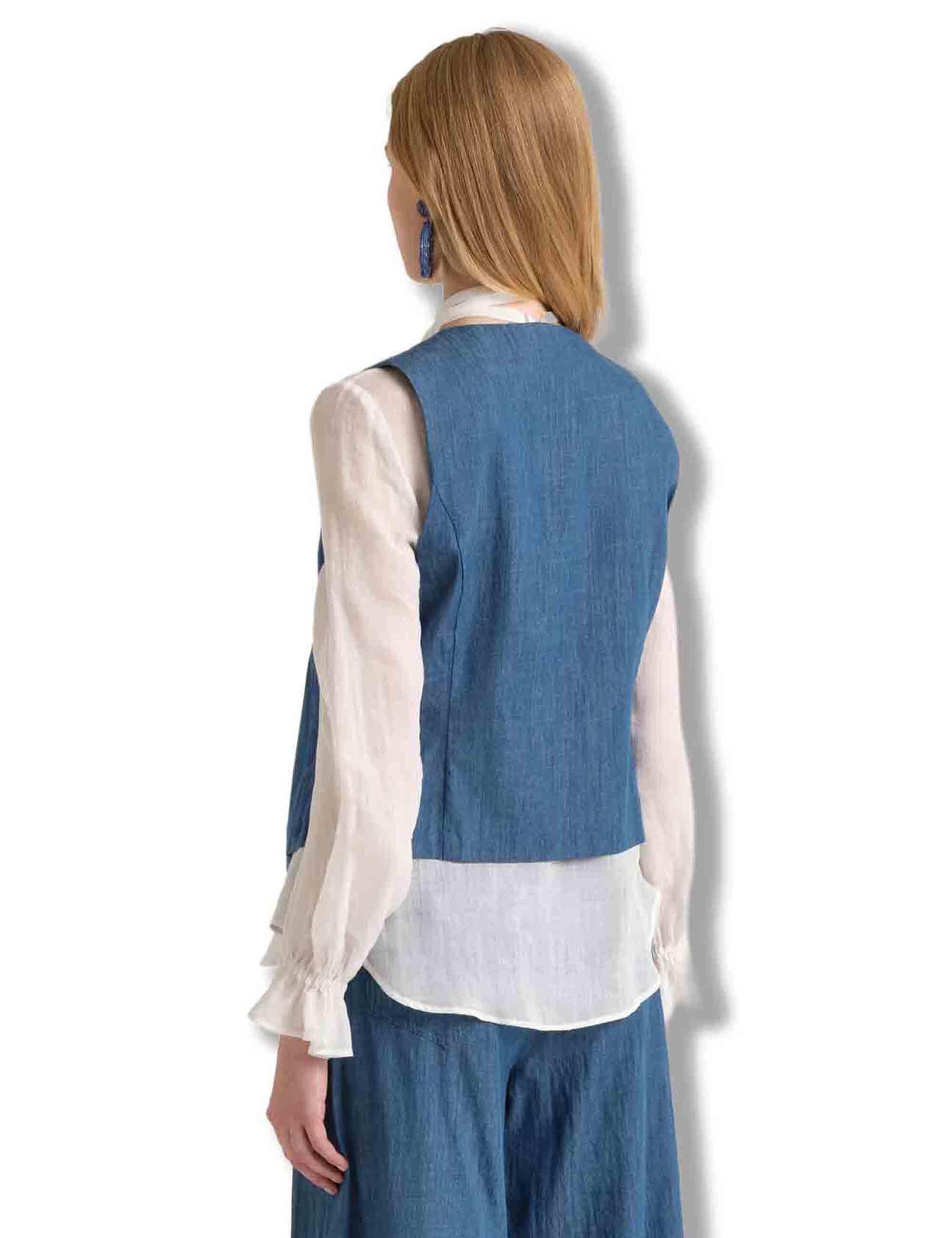 Gilet donna Ikat On Chambray in cotone sfumato blu JE112810210 80002 Maliparmi 