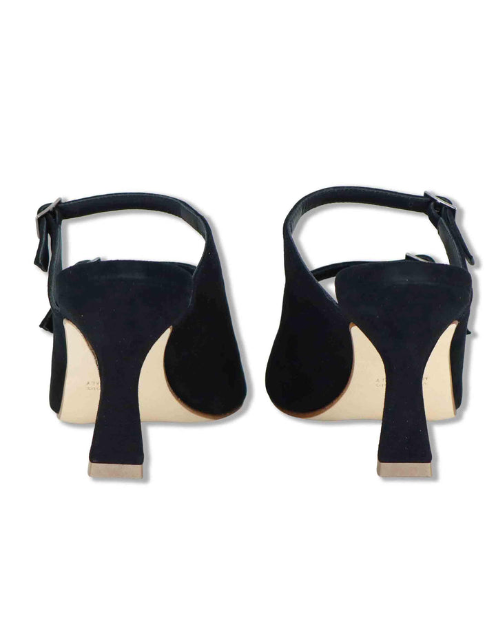 Sandali donna in camoscio nero con fibbiette e tacco alto 1050 001 Tattoo 