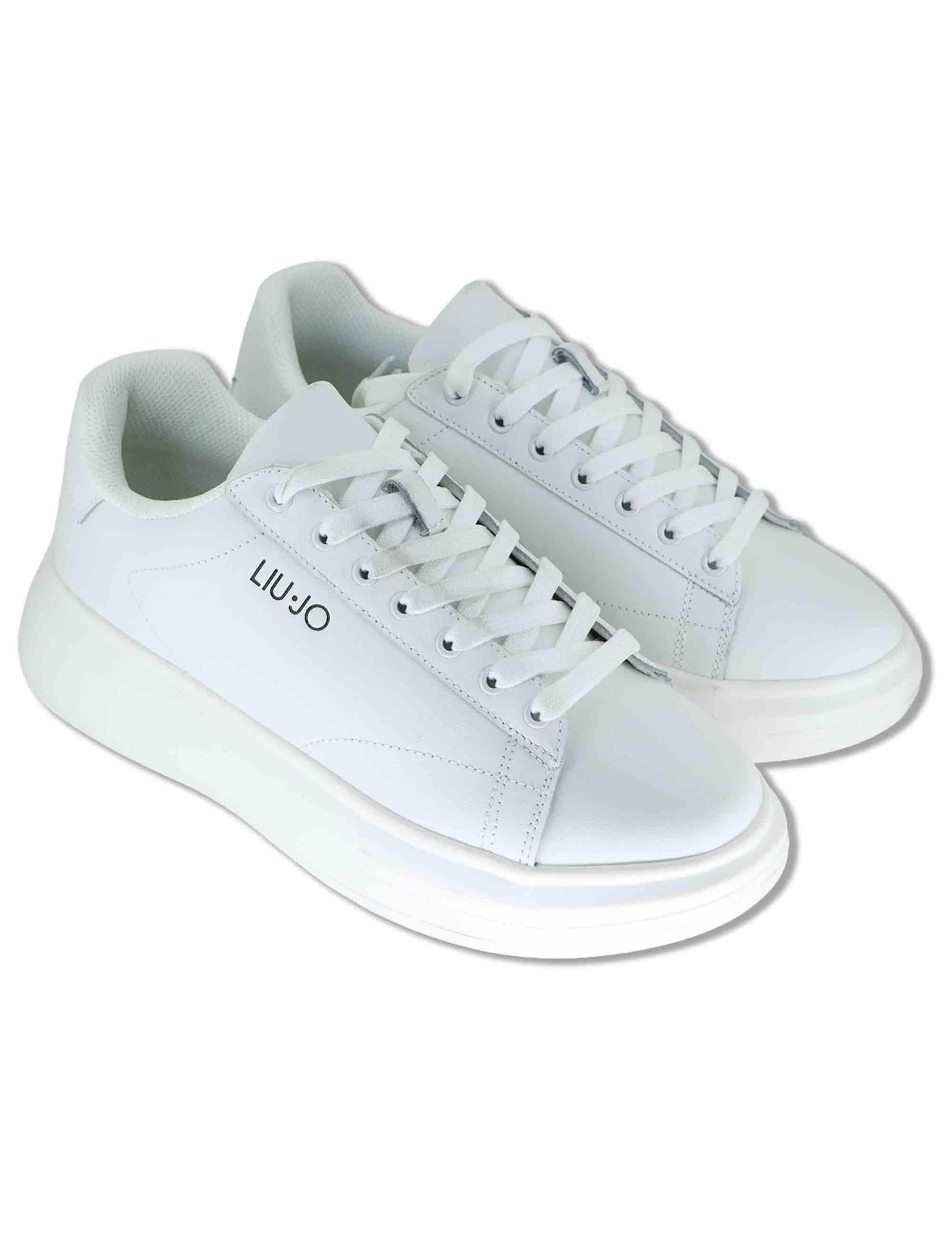 Sneakers uomo in pelle bianca con suola in gomma alta BIG 01 WHITE Liu-Jo 