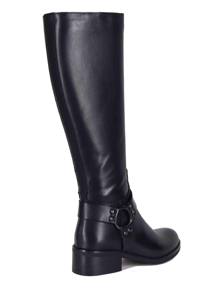 Stivali donna in pelle nera con tacco basso e cavigliera SPSTPR6005 001 Spatarella 