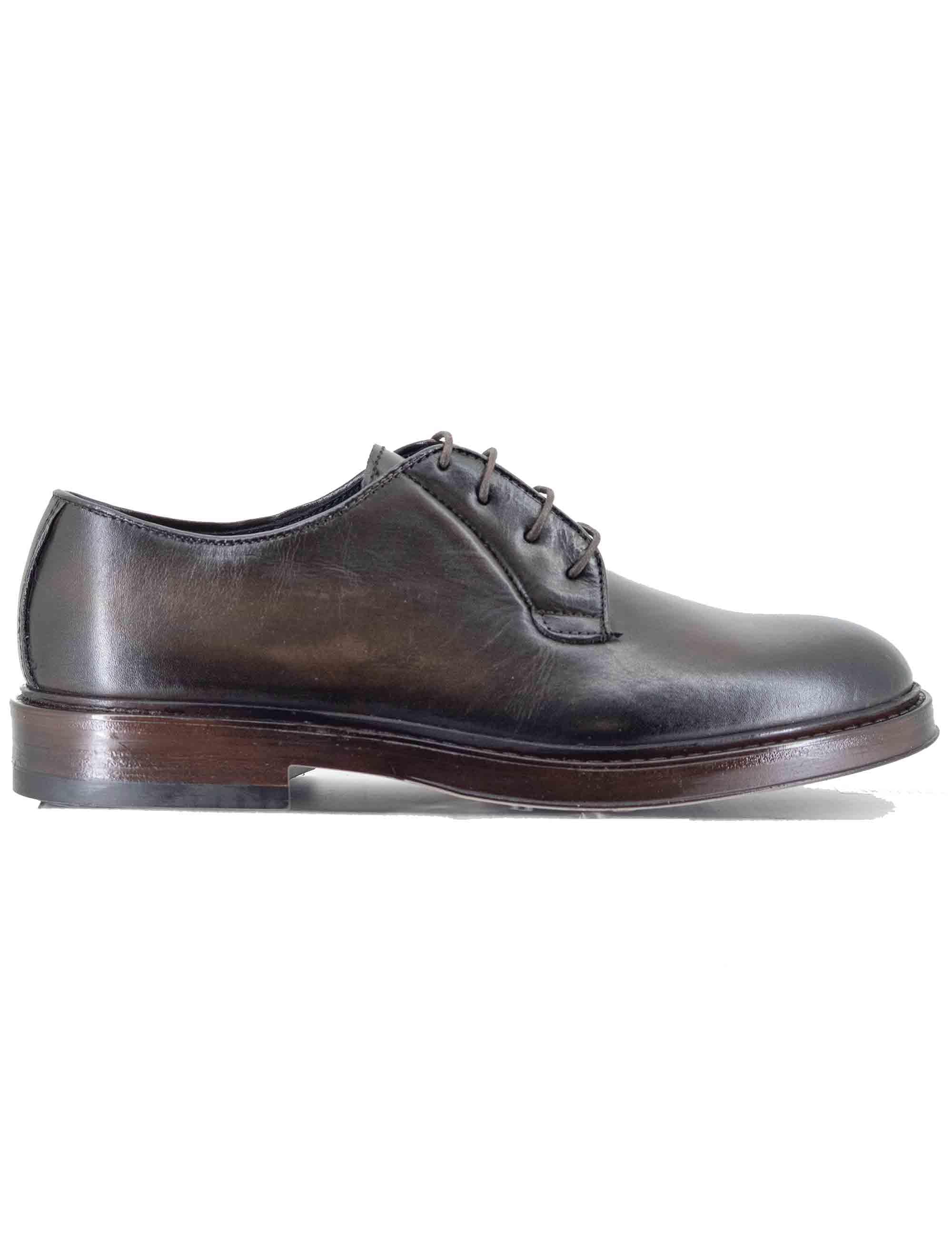 Stringate uomo in pelle marrone con suola in gomma cucita SP1145 014 Spatarella 