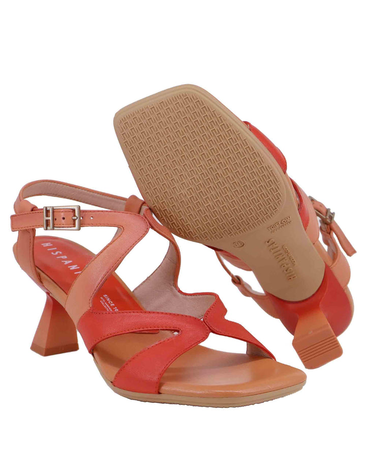 Sandali donna in pelle corallo con tacco alto HV253879 C003 Hispanitas 