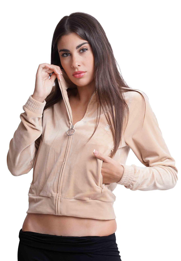 Felpa donna Diamond in velluto beige con strass VEJH70052WPF J64 Juicy Couture 