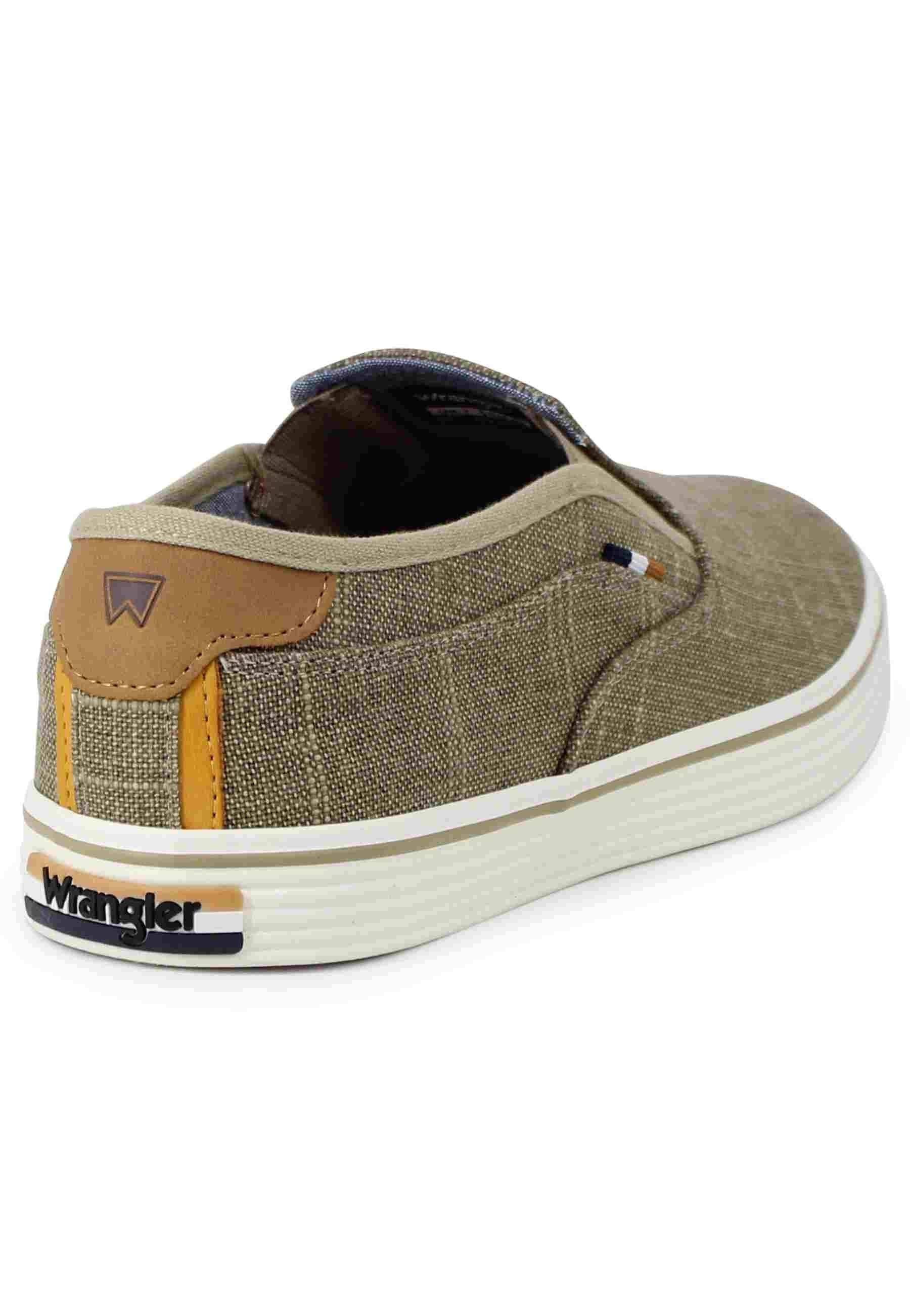 Mocassini uomo Calypso Slip On in tessuto beige con suola in gomma WM31031A 025 Wrangler 