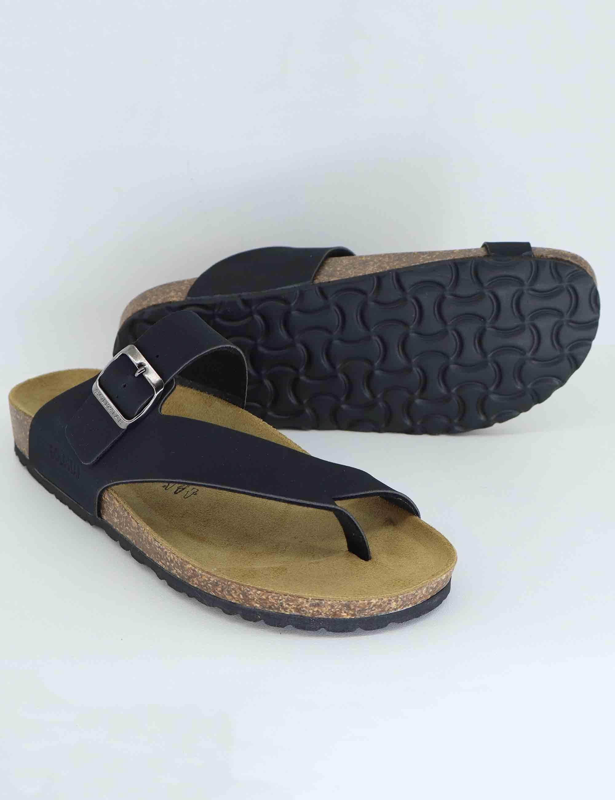 Sandali infradito uomo in pelle nera GS9904 001 Gold Star 