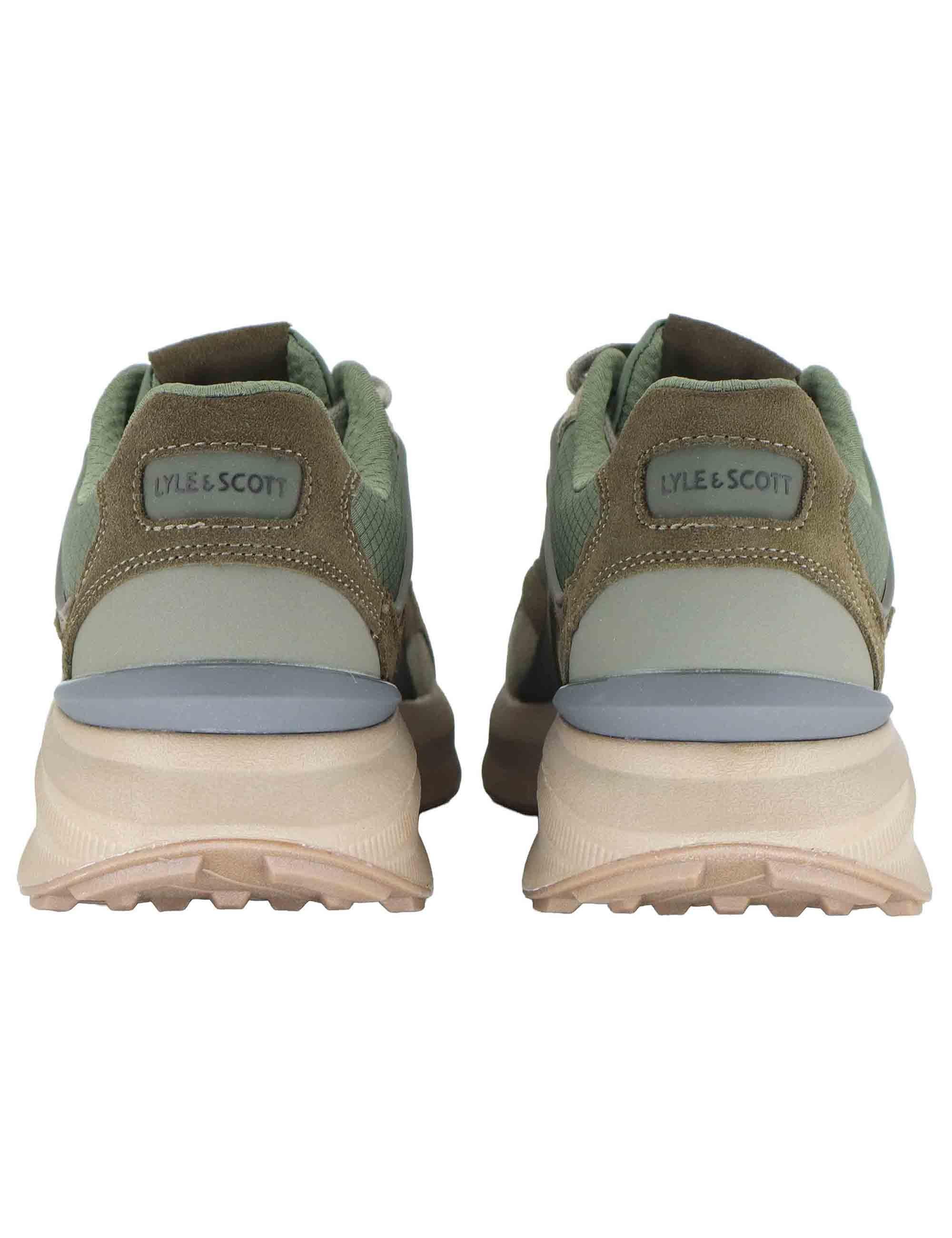 Sneakers uomo in pelle verde con riporti in contrasto e logo laterale GRADY005 364 Lyle & Scott 