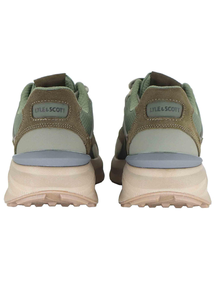 Sneakers uomo in pelle verde con riporti in contrasto e logo laterale GRADY005 364 Lyle & Scott 