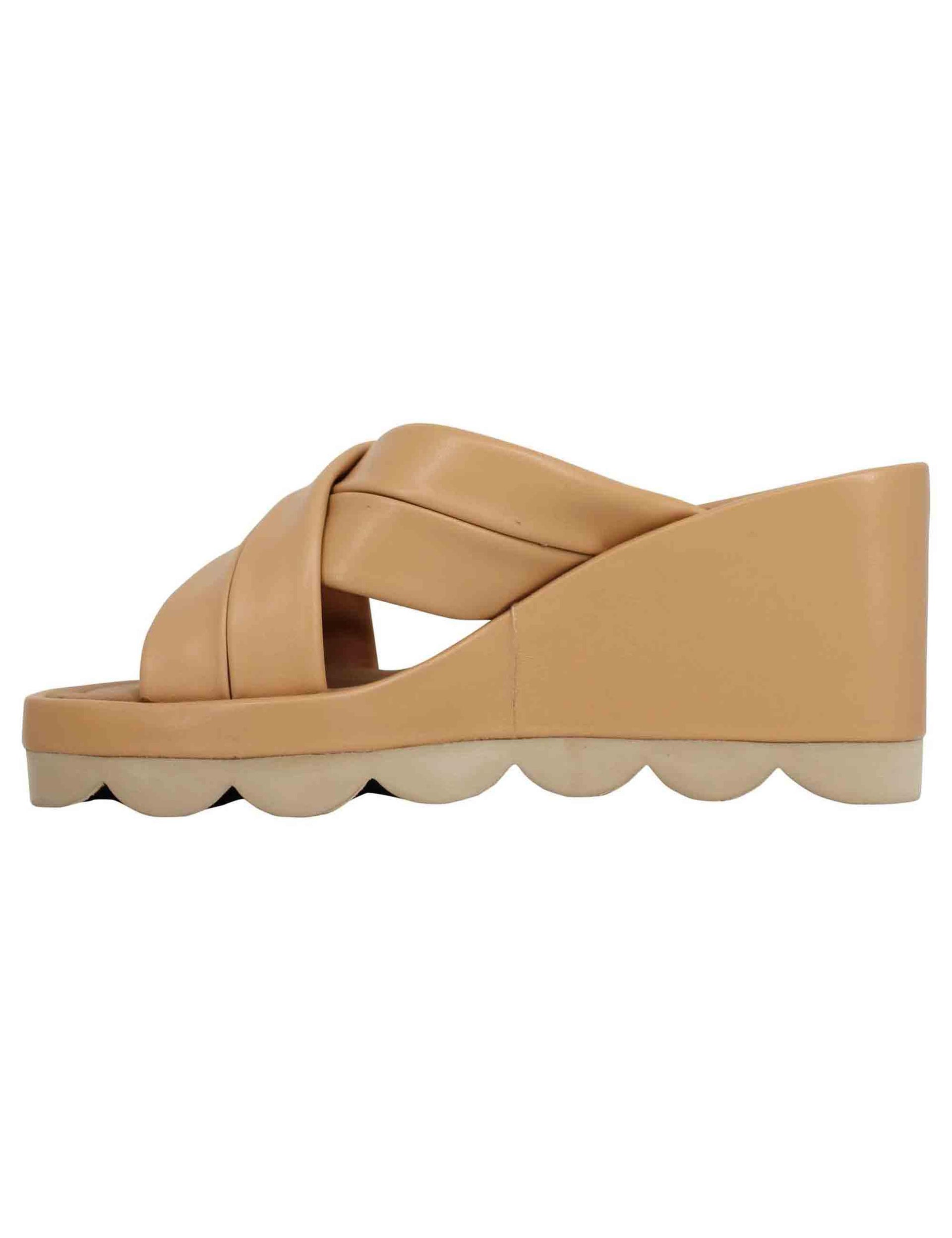 Sandali donna in pelle cuoio con zeppa alta e suola in gomma BH3408X 014 Bruno Premi 