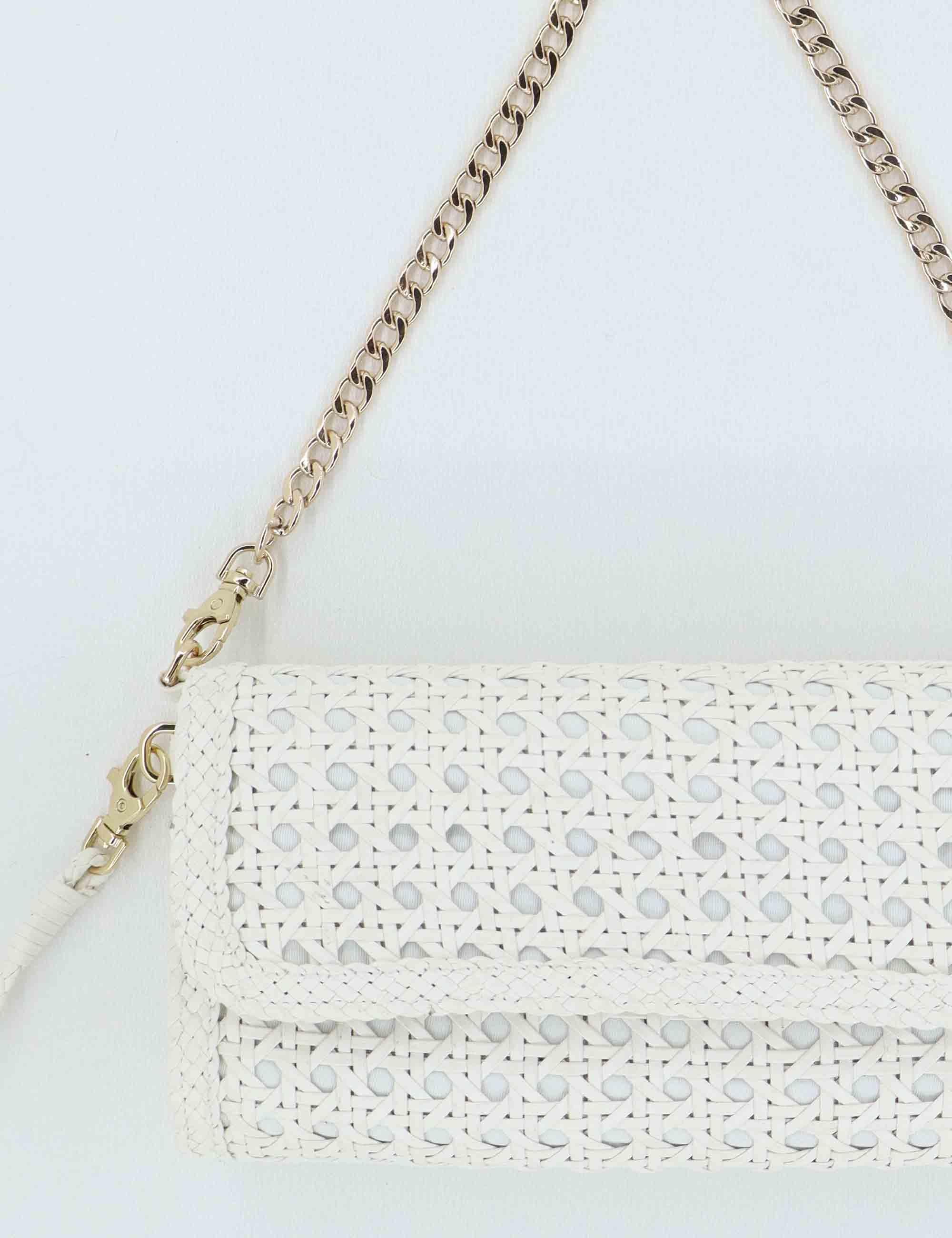 Borse donna in pelle bianca con catena oro V202.4B0 W03 Pons Quintana 