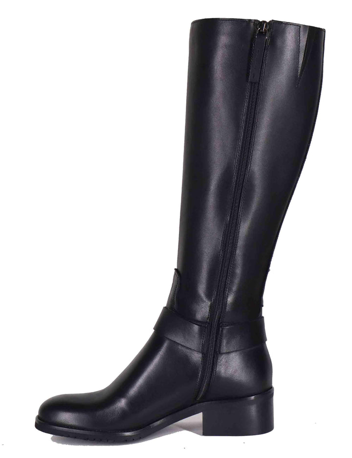 Stivali donna in pelle nera con tacco basso e cavigliera SPSTPR6005 001 Spatarella 