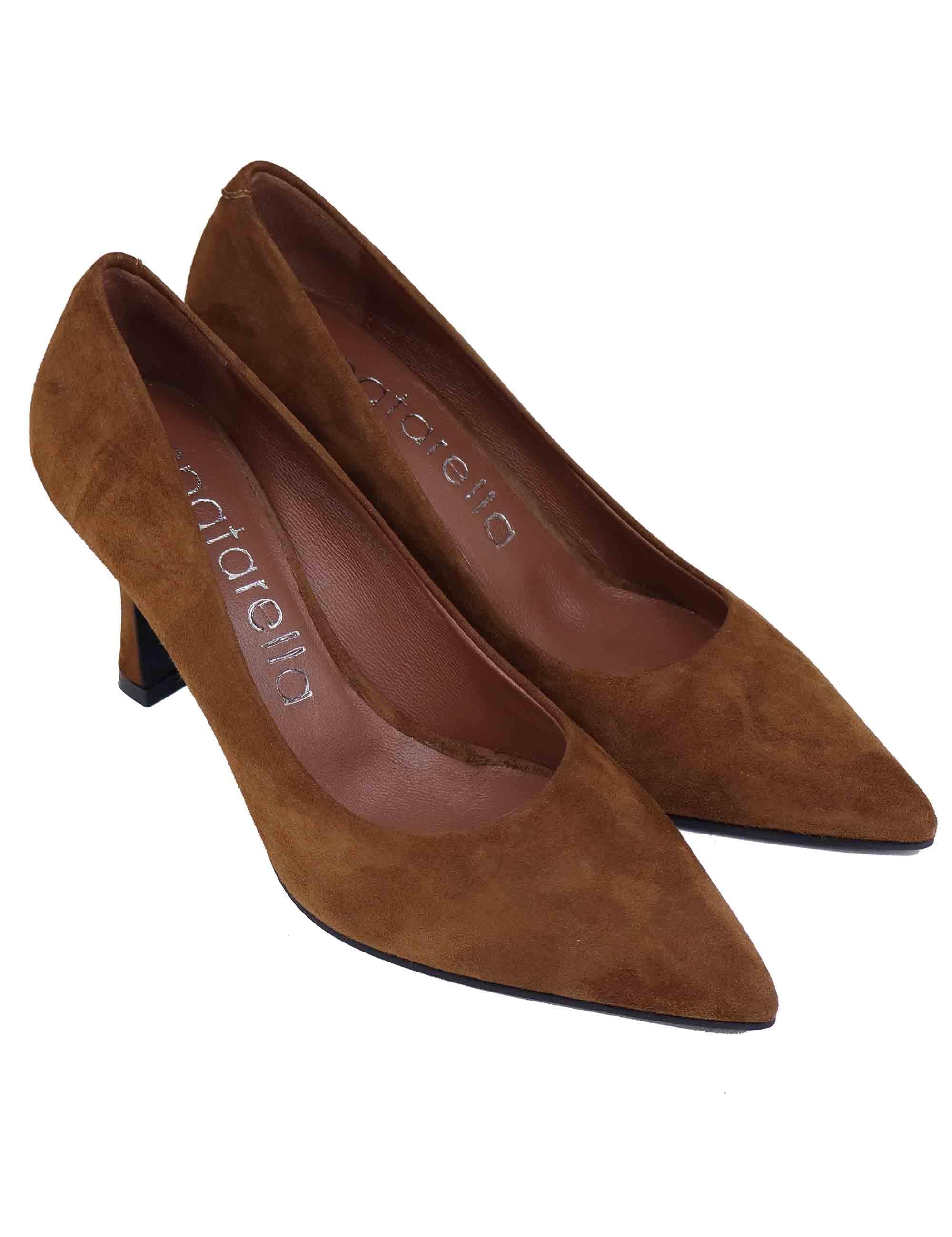 Decollete donna in camoscio marrone tacco alto SP1796 014 Spatarella 