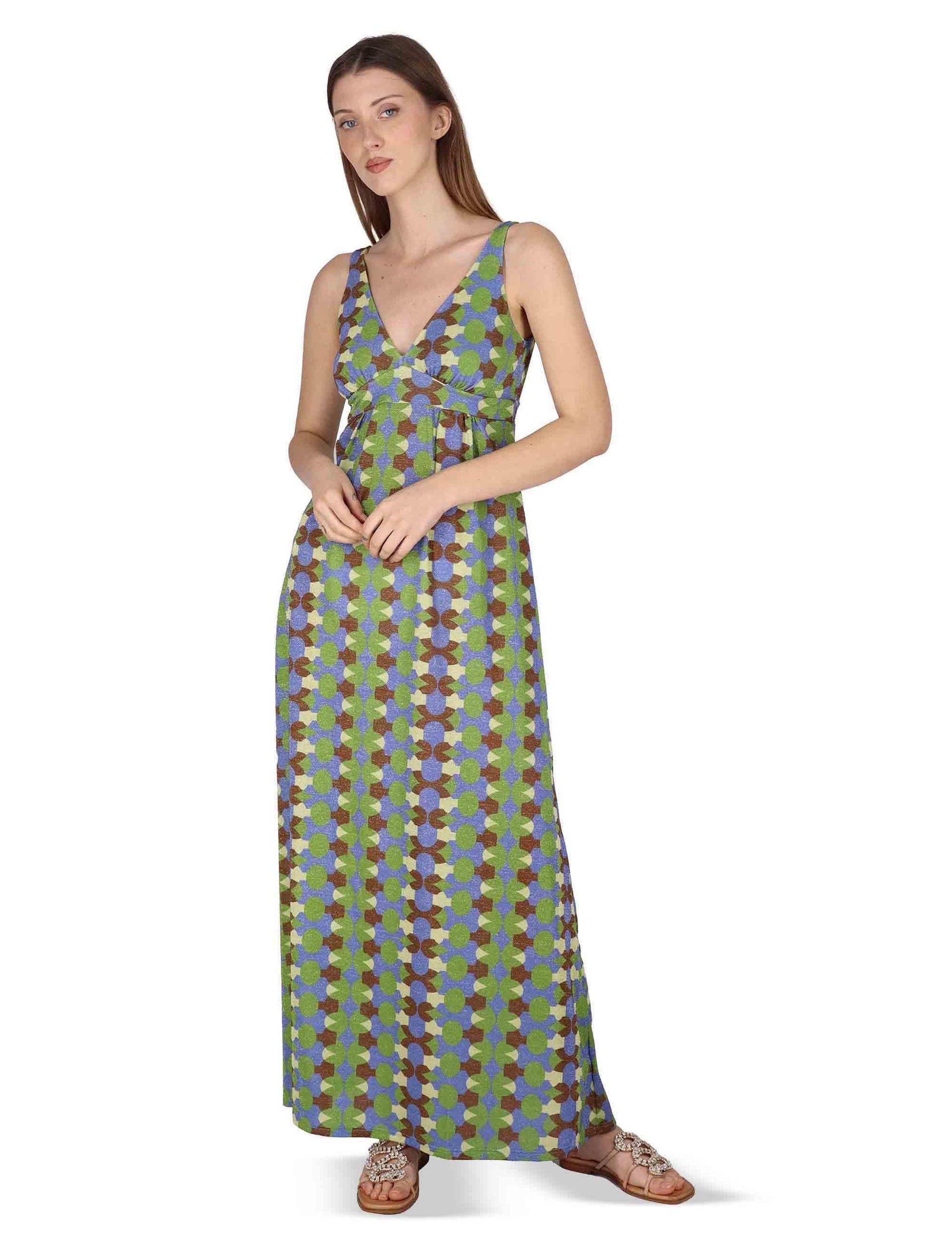 Abiti donna Empire Dress in jersey stampato turchese a fantasia JABAB0001-F1505-1261 6090 Justmine 