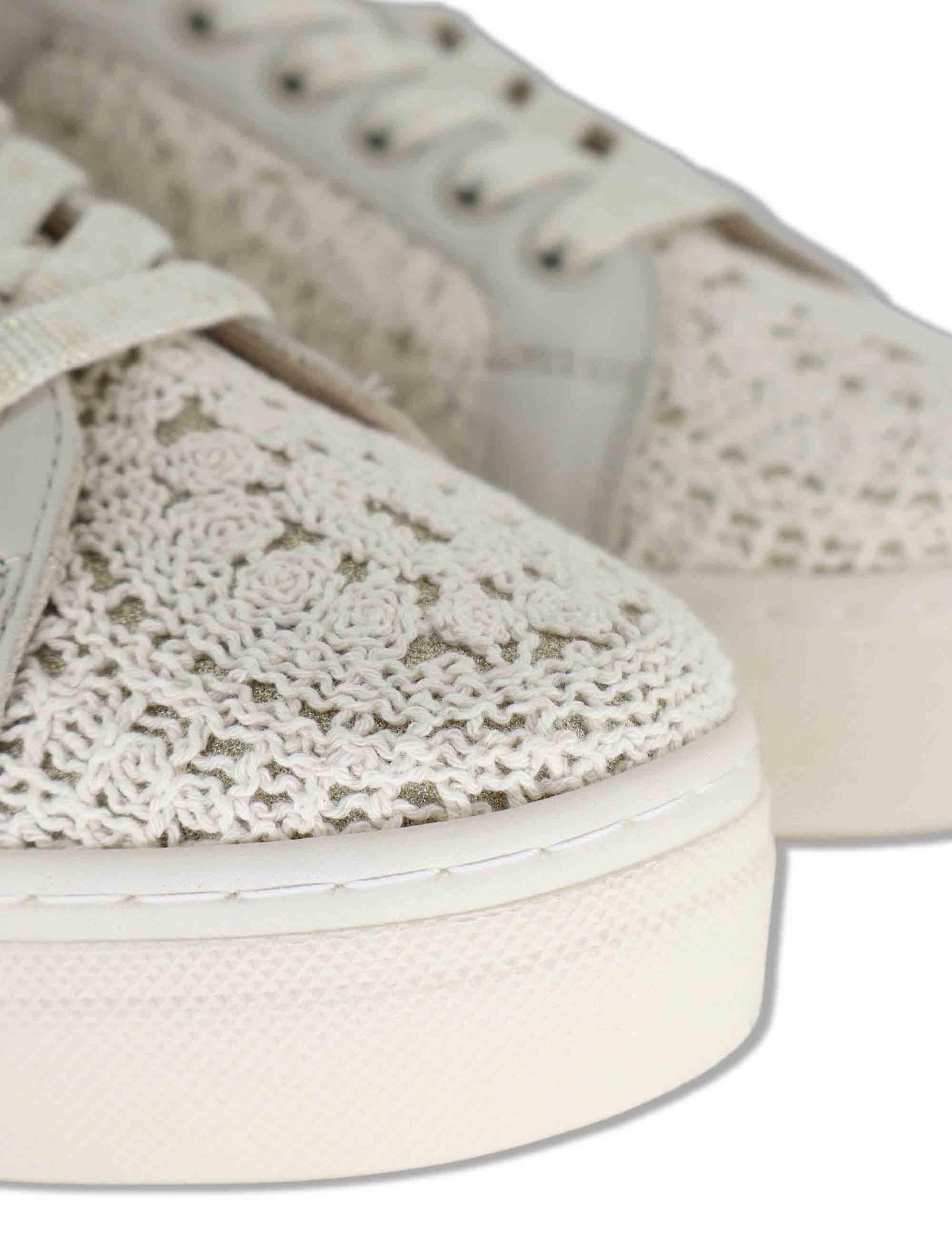 Sneakers donna in rafia off white e pelle con suola in gomma SP60038 016 Spatarella 