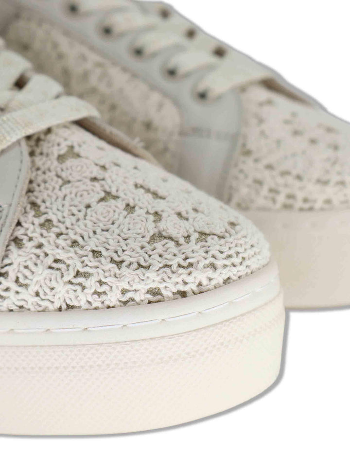 Sneakers donna in rafia off white e pelle con suola in gomma SP60038 016 Spatarella 