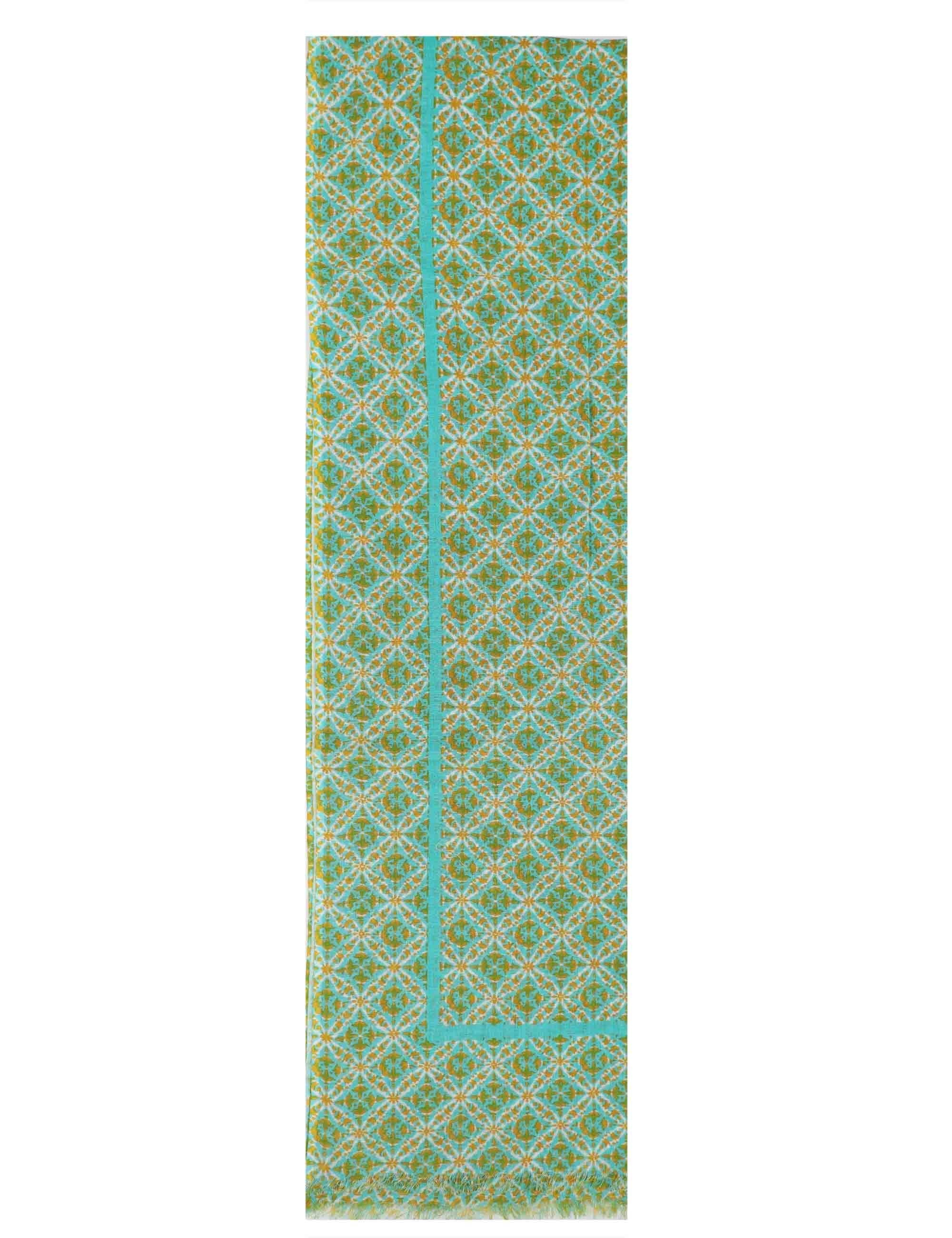 Stole maxi donna in misto lino e cotone verde a fantasia Cielo 60260003 0036 Pyaar 