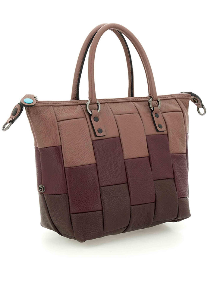 Borse donna G3 Plus in pelle cuoio e bordeaux con doppie tracolle G000033T2 X2884 F1945 Gabs 