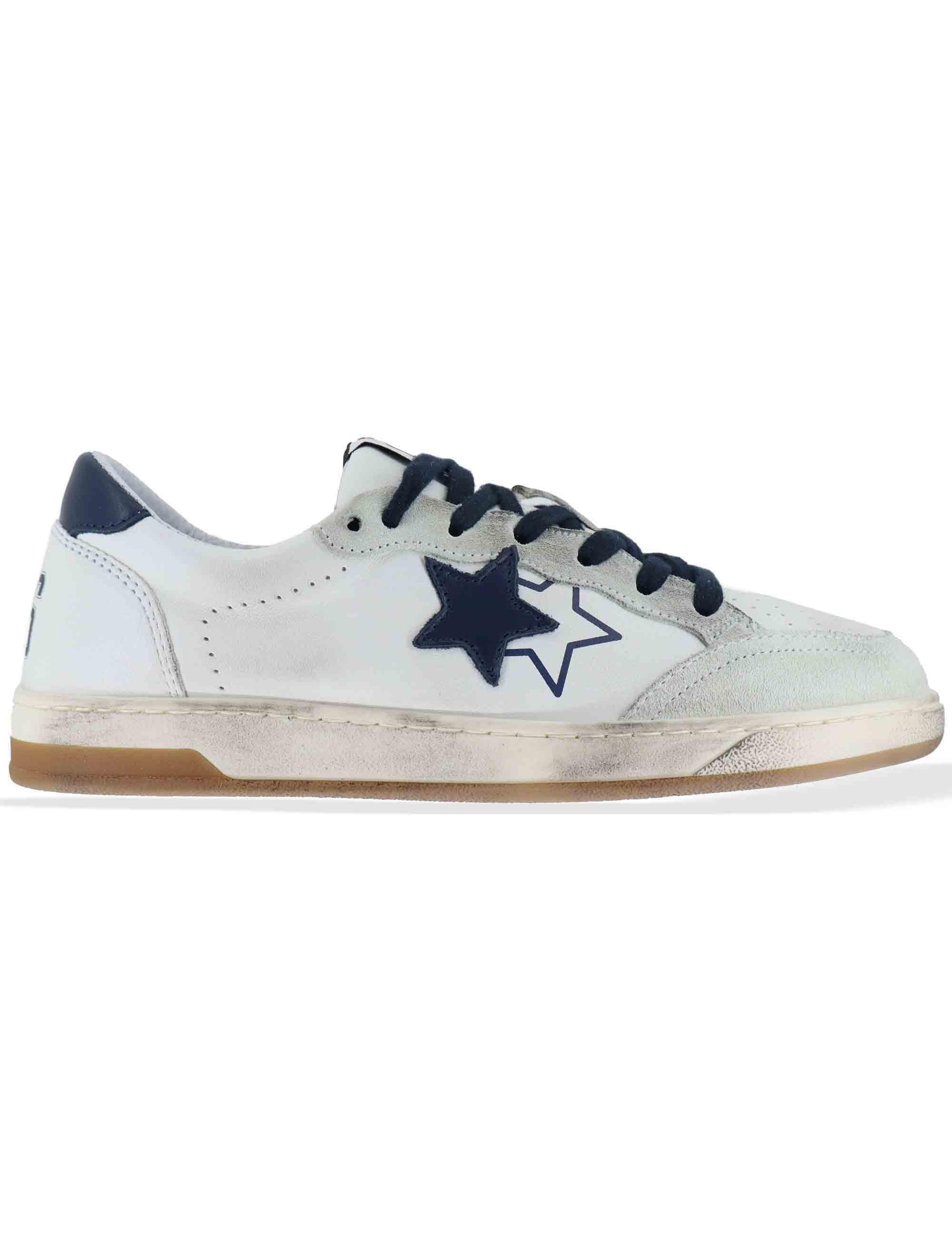 Sneakers uomo Week in pelle bianca con stelle laterali 2SU5052 032 2Star 