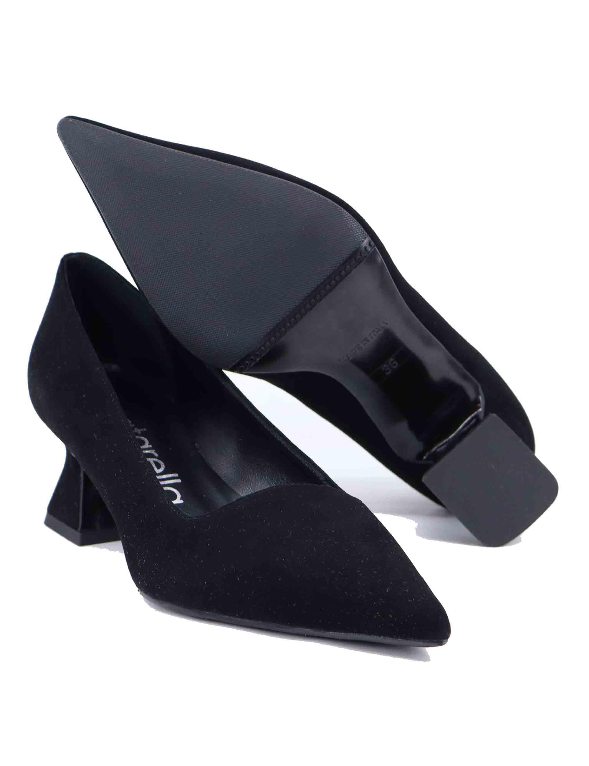 Decollete donna in camoscio nero tacco basso SP1044 001 Spatarella 
