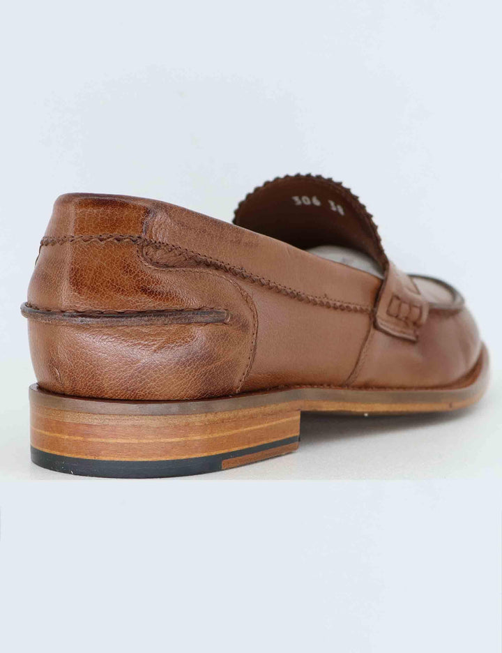 Mocassini donna in pelle taupe con suola in cuoio SPD306 047 Spatarella 