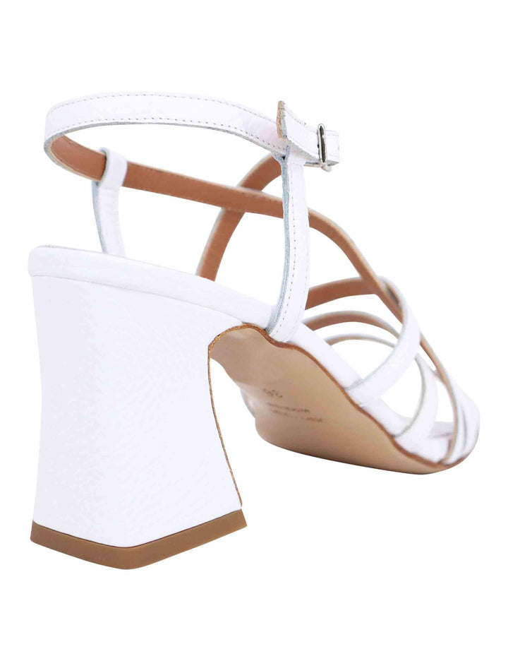 Sandali slingback donna in pelle bianca con tacco alto e punta quadra T7631Q 100 Tattoo 