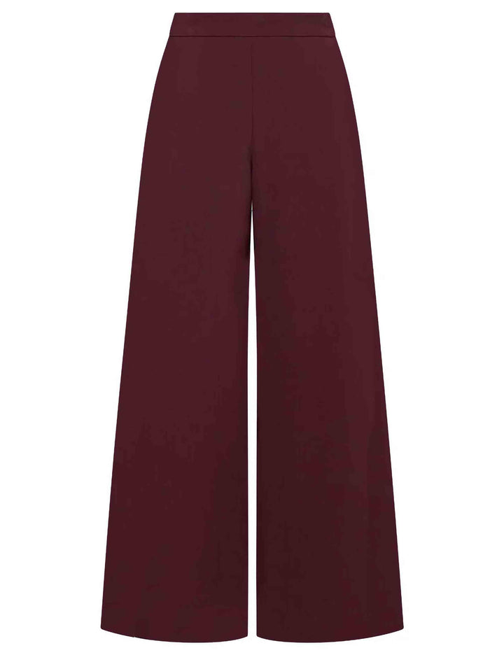 Pantaloni donna Cady in tessuto bordeaux con gamba larga JH805350658 50022 Maliparmi 