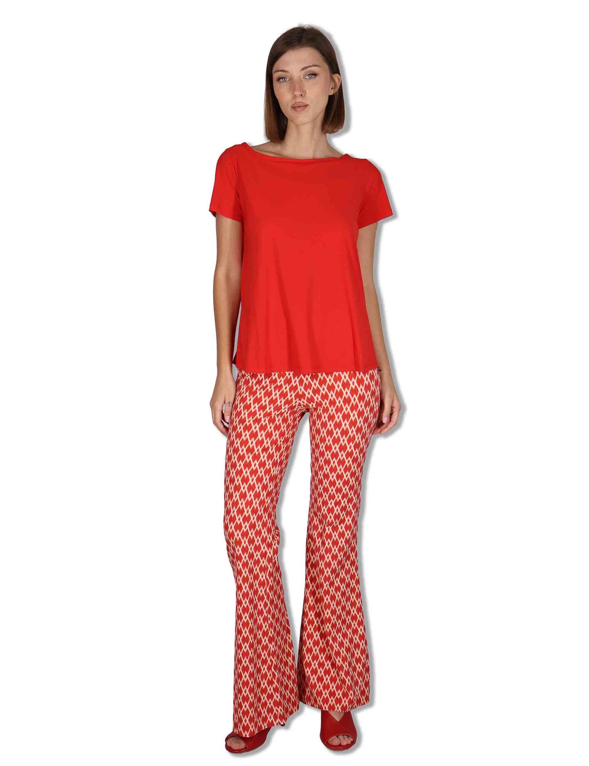 T-Shirt donna Soft in jersey rosso mezza manica JK028170210 30000 Maliparmi 