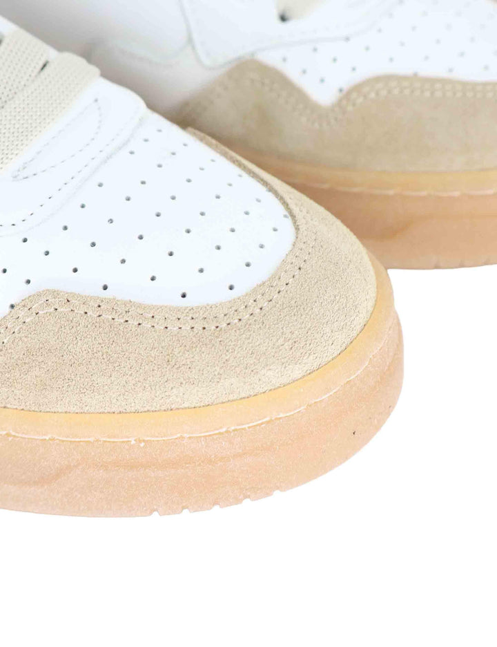 Sneakers donna in pelle beige con riporti in camoscio SP56529 004 Spatarella 