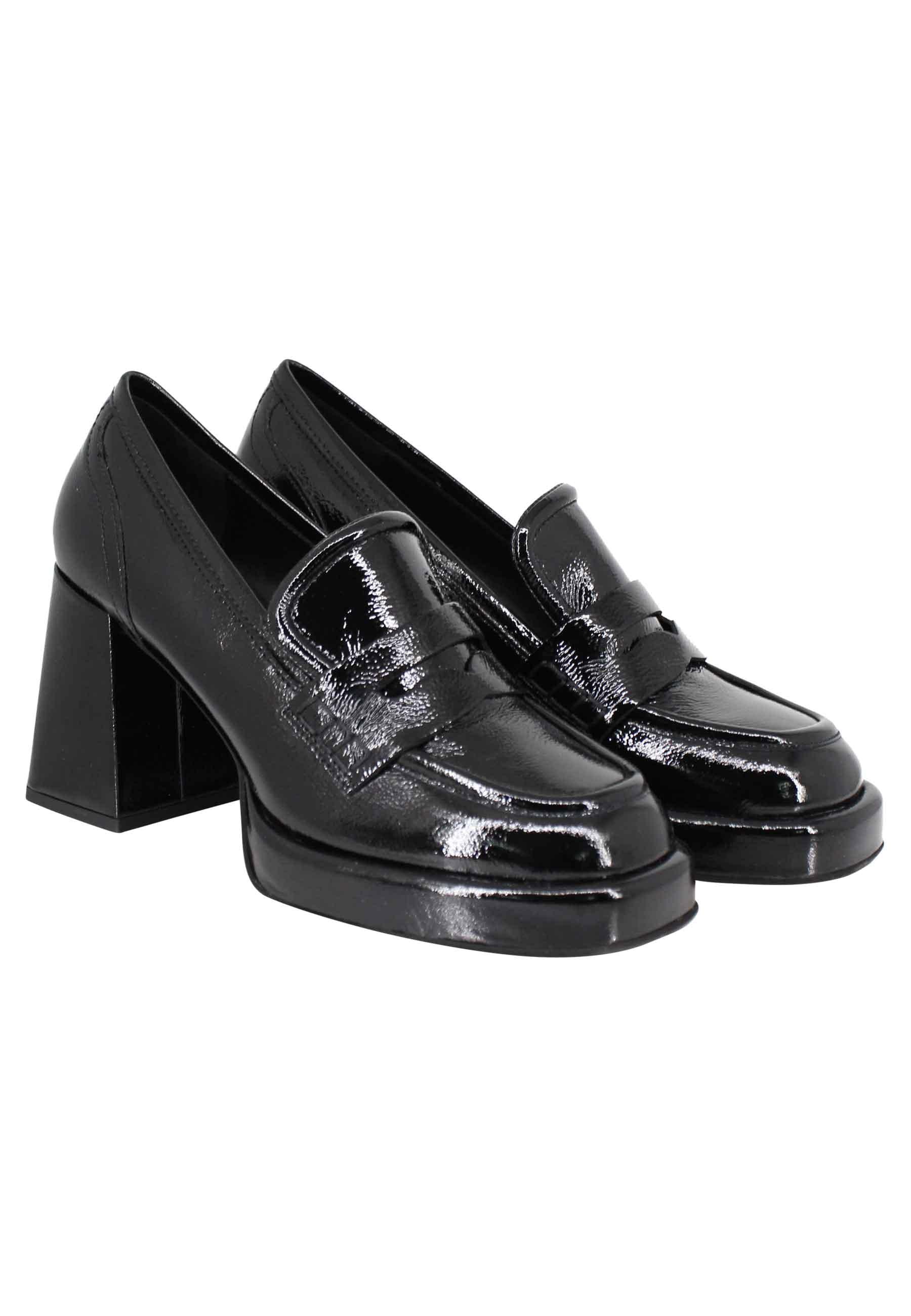 Mocassini Donna SP9810 001: Vernice Nera, Tacco Alto e Plateau