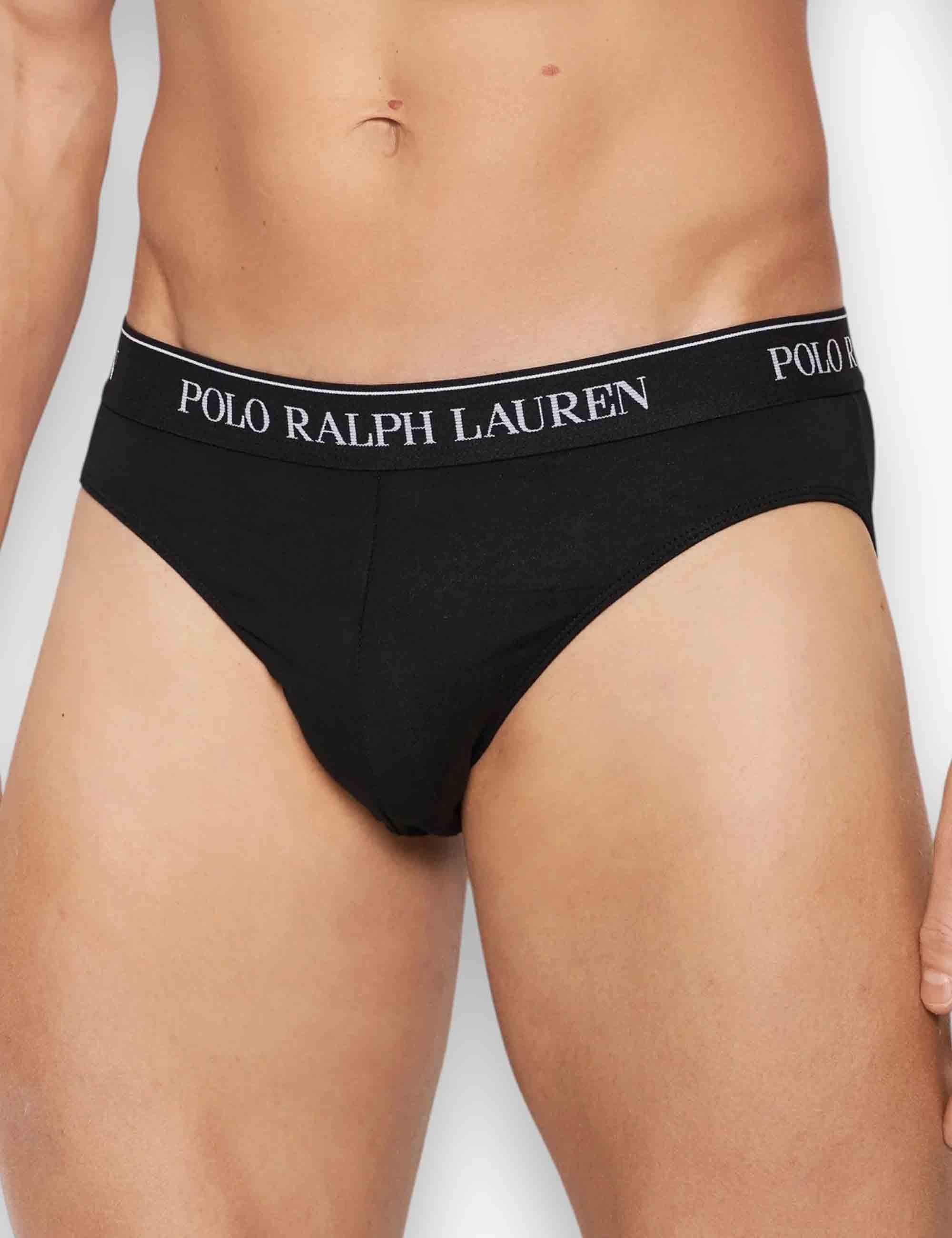 Slip in puro cotone nero con elastico Set di 3 714835884002 BLK Polo Ralph Lauren 