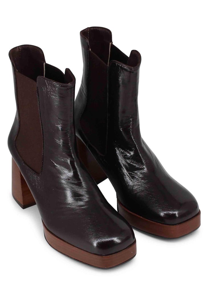 Stivaletti beatles donna in pelle marrone con tacco e plateau BT1666 11 L'Arianna 