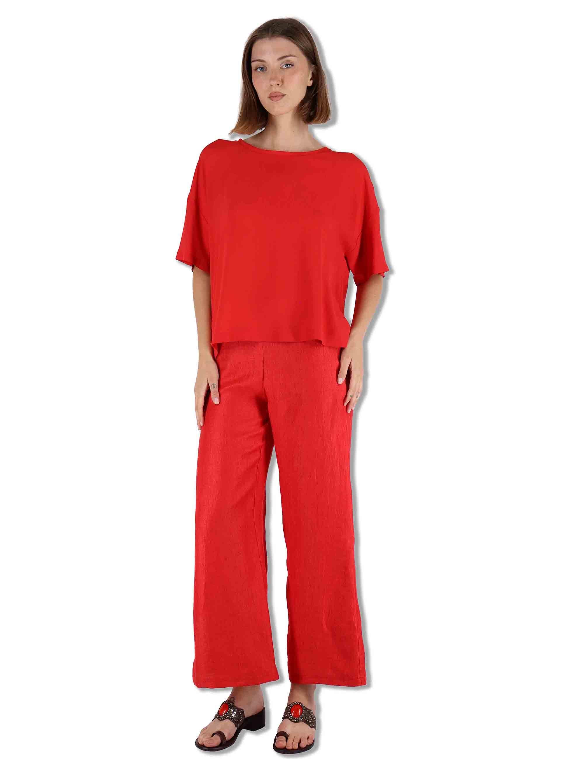 Camicie donna Fluid Crepe in misto seta corallo maniche a 3/4 JM440050672 31013 Maliparmi 