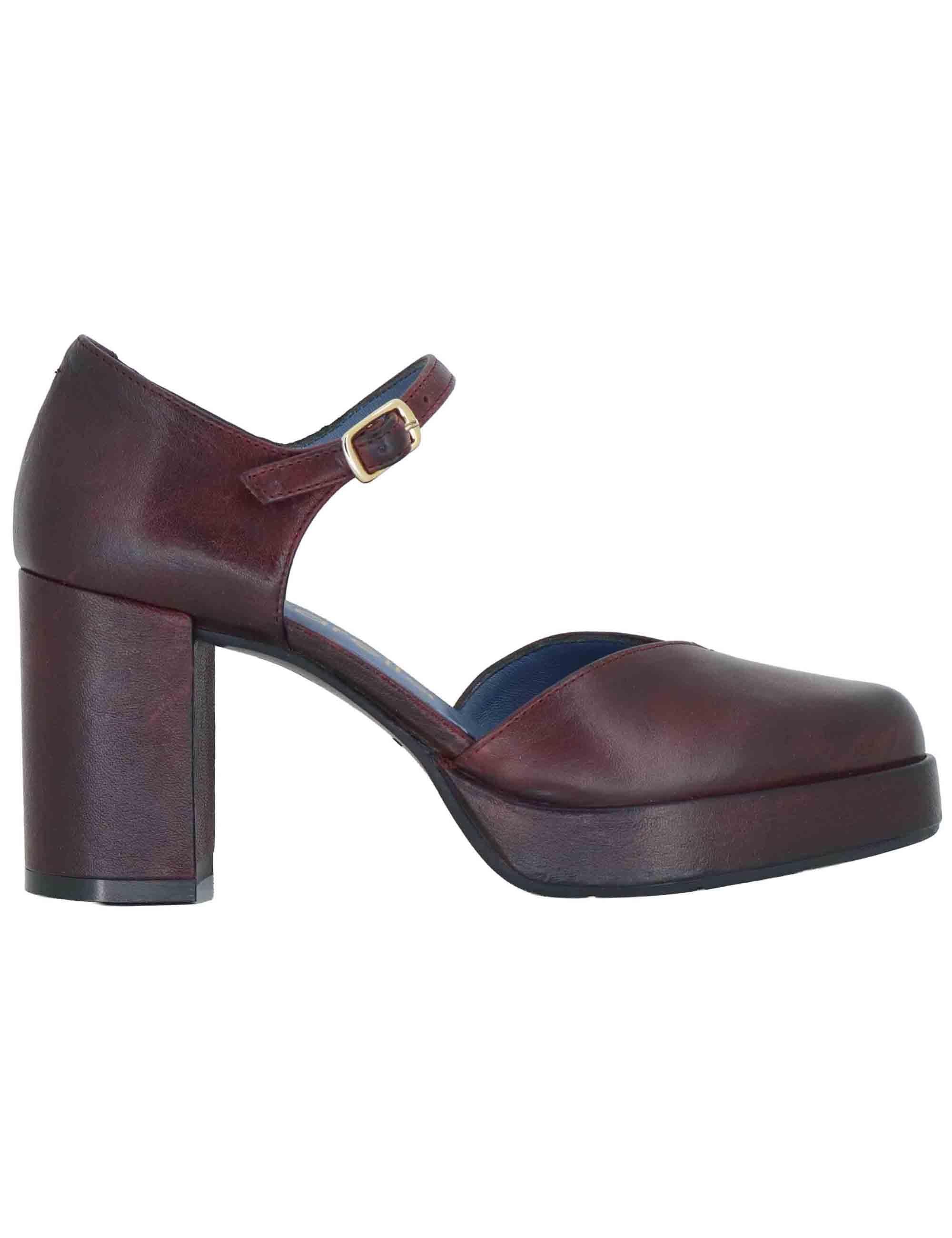 Decollete donna in pelle bordeuax con tacco alto e plateau SP2346 016 Spatarella 