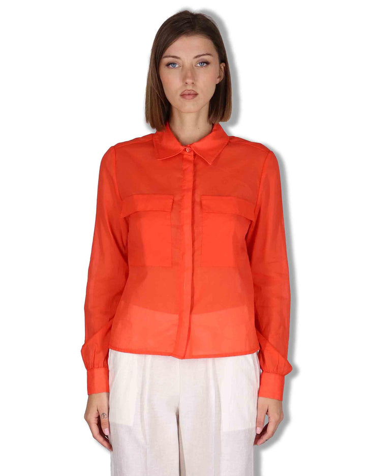 Camicie donna in puro cotone rosso con tasconi e maniche lunghe JABCM0001-F1493-1230 2206 Justmine 