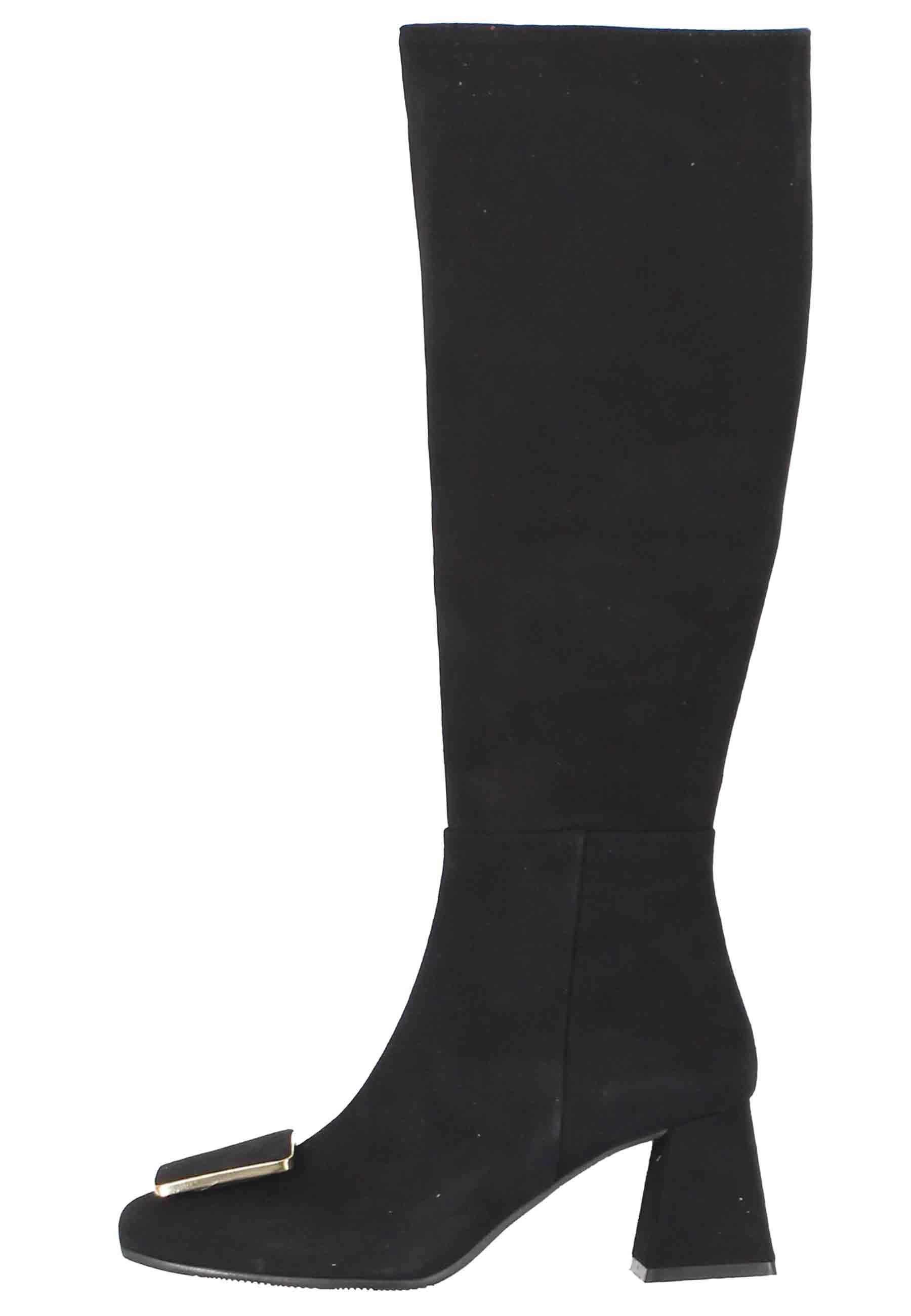 Stivali donna in camoscio nero con fibbia SP6536 001 Spatarella 