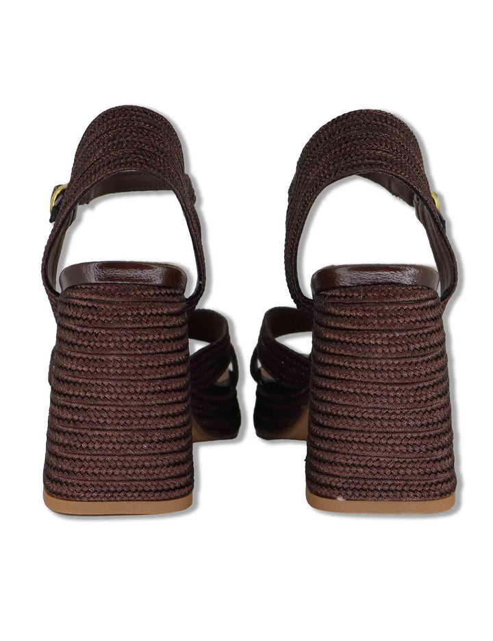 Sandali donna in rafia marrone con cinturino tacco alto e plateau W4700020 5501 Exe 