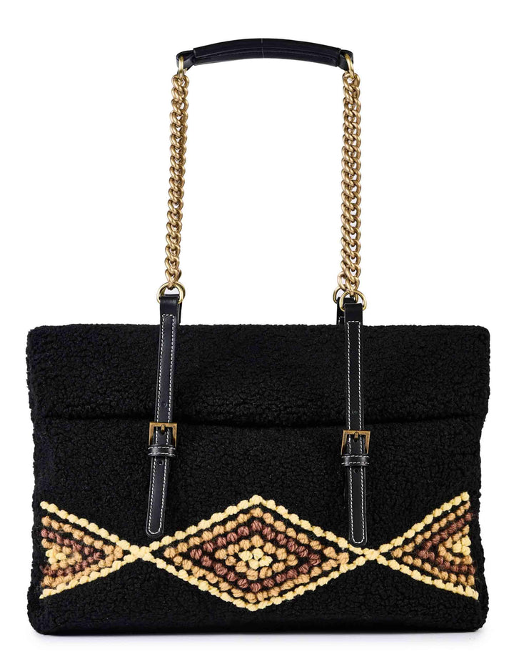 Borse donna in eco fur testa di moro con doppi manici a catena AMANDA U04 Via Mail Bag 