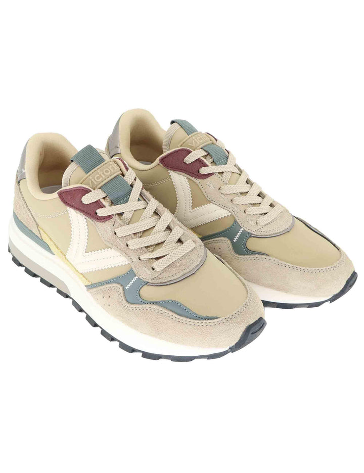 Sneakers donna in pelle e tessuto taupe 1156107 Beige Victoria 