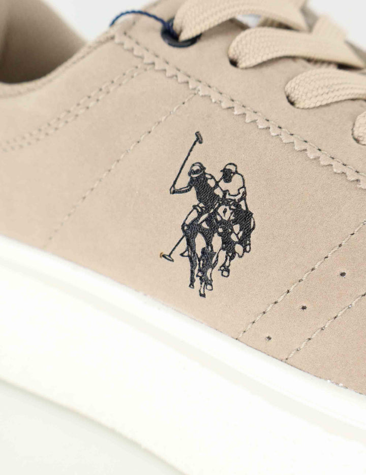 Sneakers donna in eco pelle beige con logo e suola alta in gomma JODY002 BEI U.S. Polo Assn. 