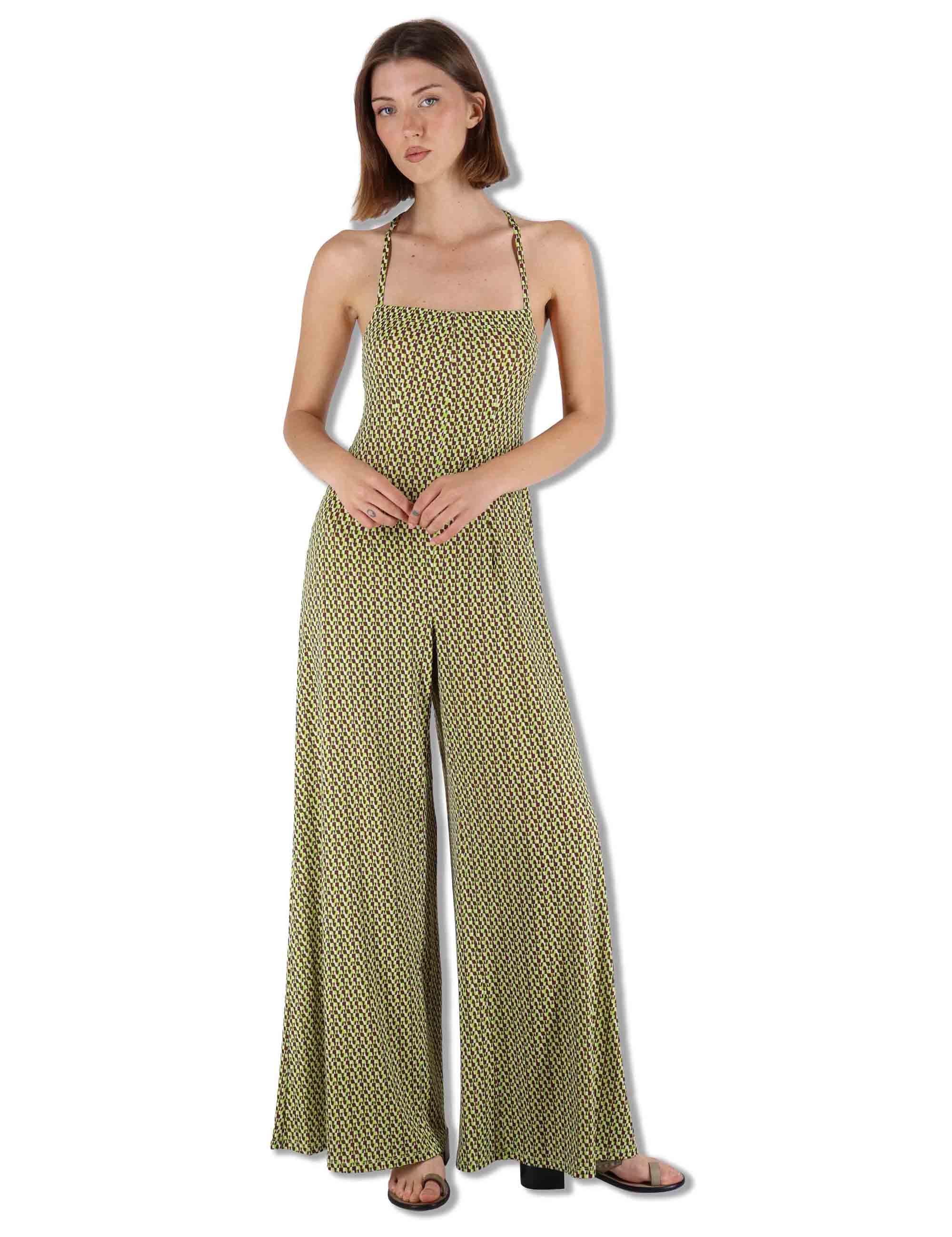 Tuta Salopette Donna Strappy Jumpsuit in tessuto verde a fantasia JFATU0001-E2820-1245 7046 Justmine 