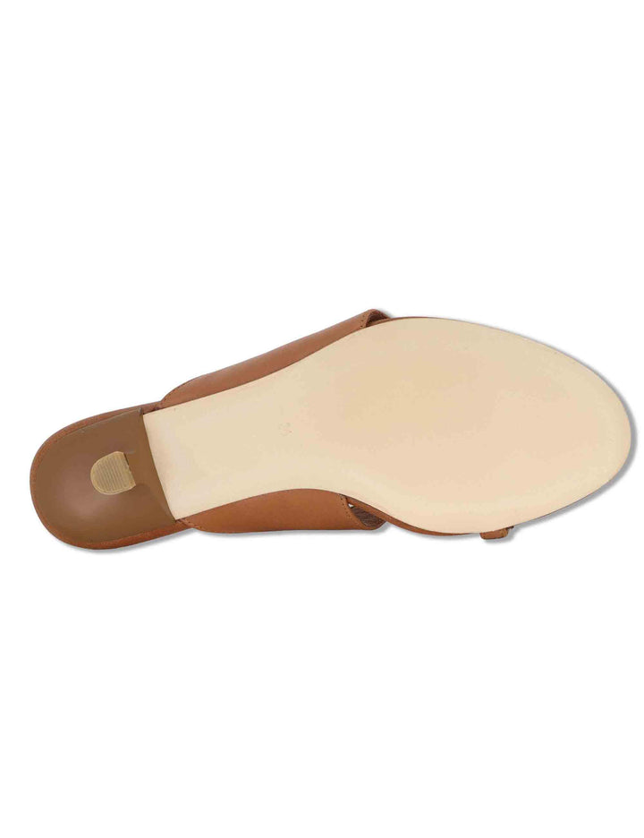 Sandali donna infradito in pelle cuoio con anello oro e tacco basso SP261650 014 Spatarella 