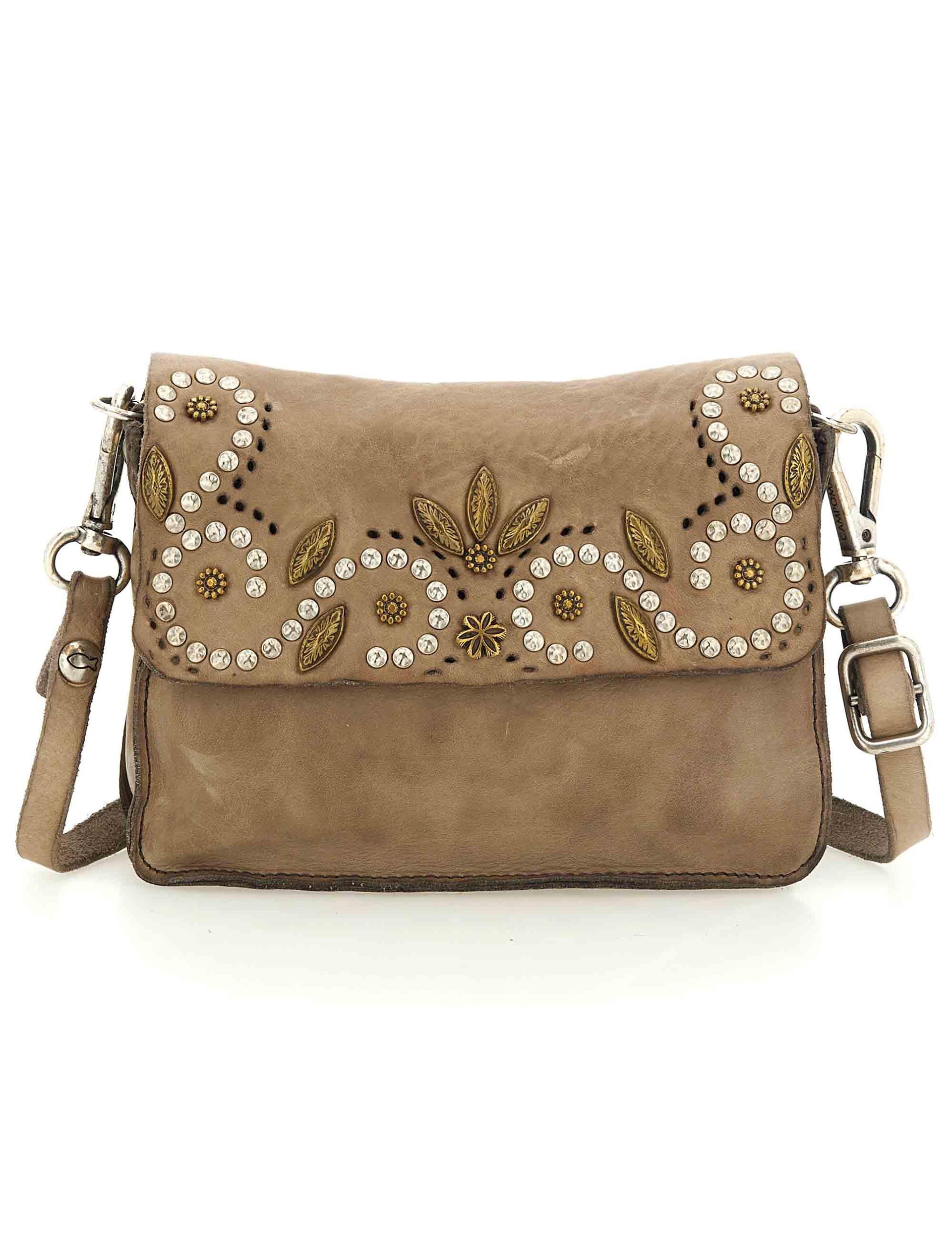 Borse donna Era in pelle beige con borchie e forature laser C044100ND X3014 C0539 Campomaggi 
