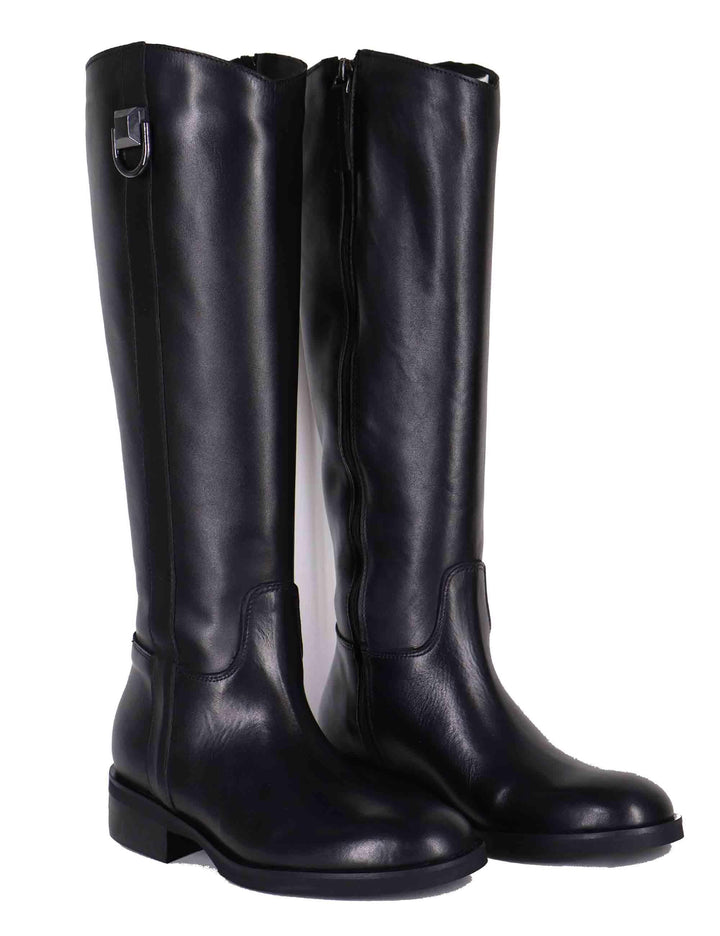 Stivali donna in pelle nera tacco basso con accessorio SPSTPR6045 001 Spatarella 