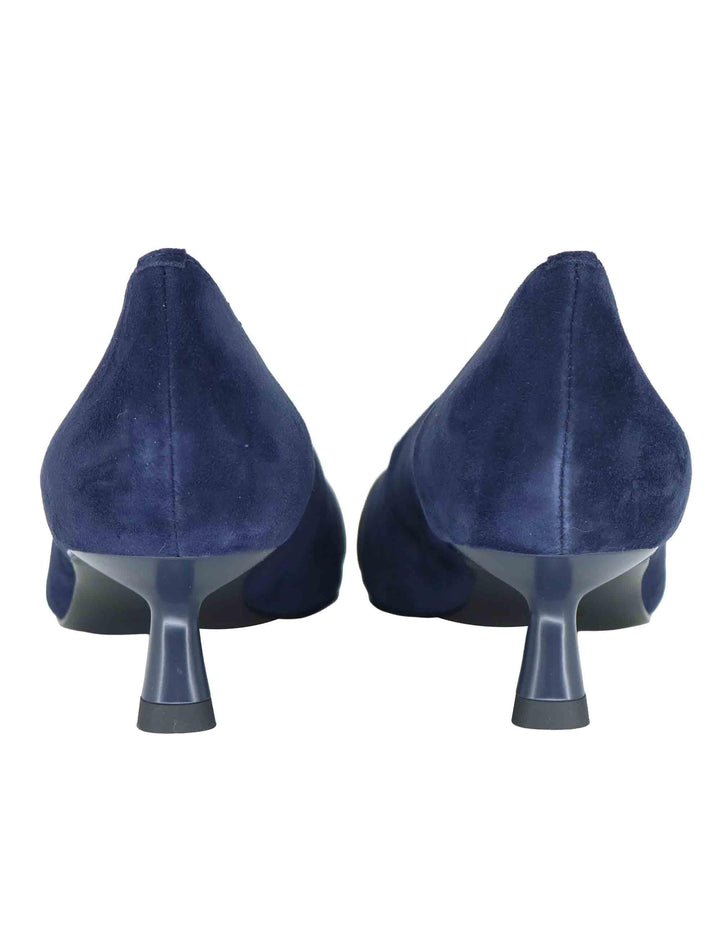 Decollete donna in camoscio blu con tacco medio e fibbia anteriore 636Z30VK 10 Bibi Lou 