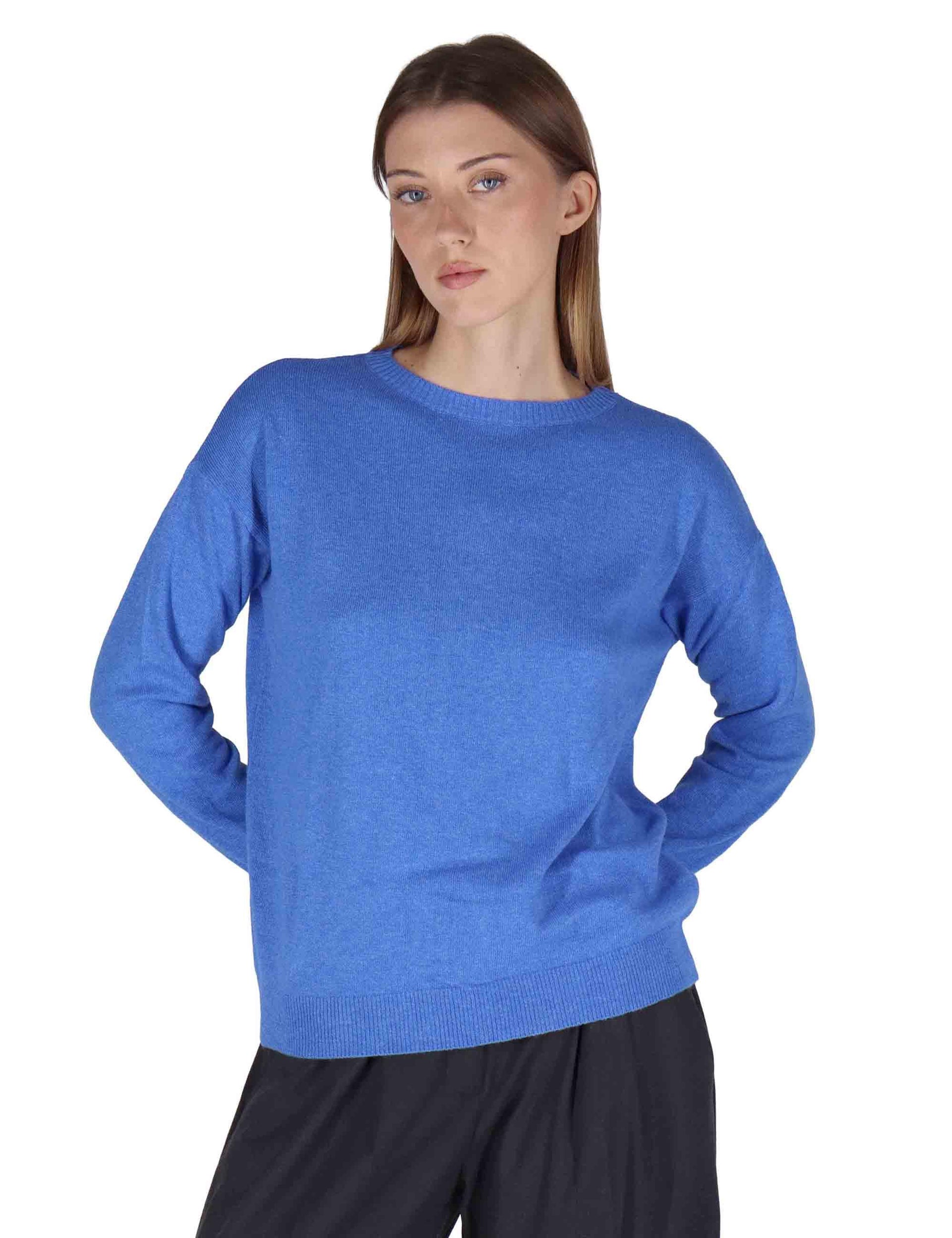 Maglioni donna in misto cachemire blu girocollo con maniche lunghe SPZ03627 003 Spatarella 
