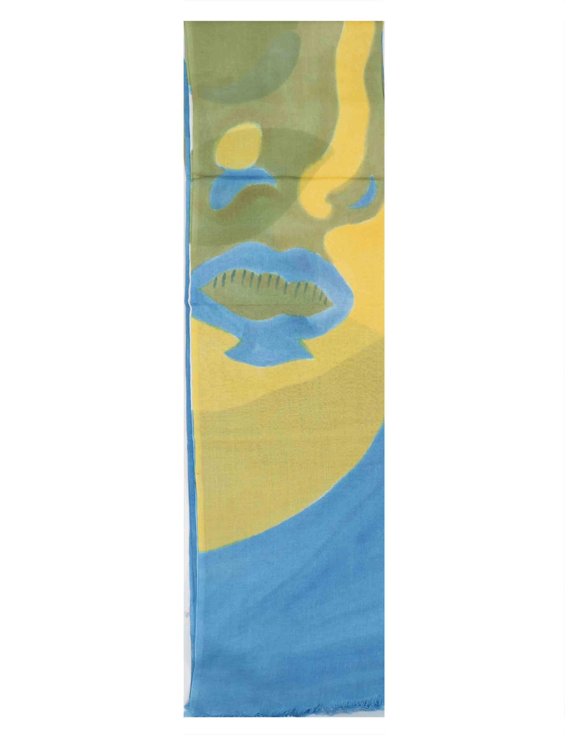 Stole maxi donna in misto seta verde con fantasie astratte Share 60260036 0035 Pyaar 