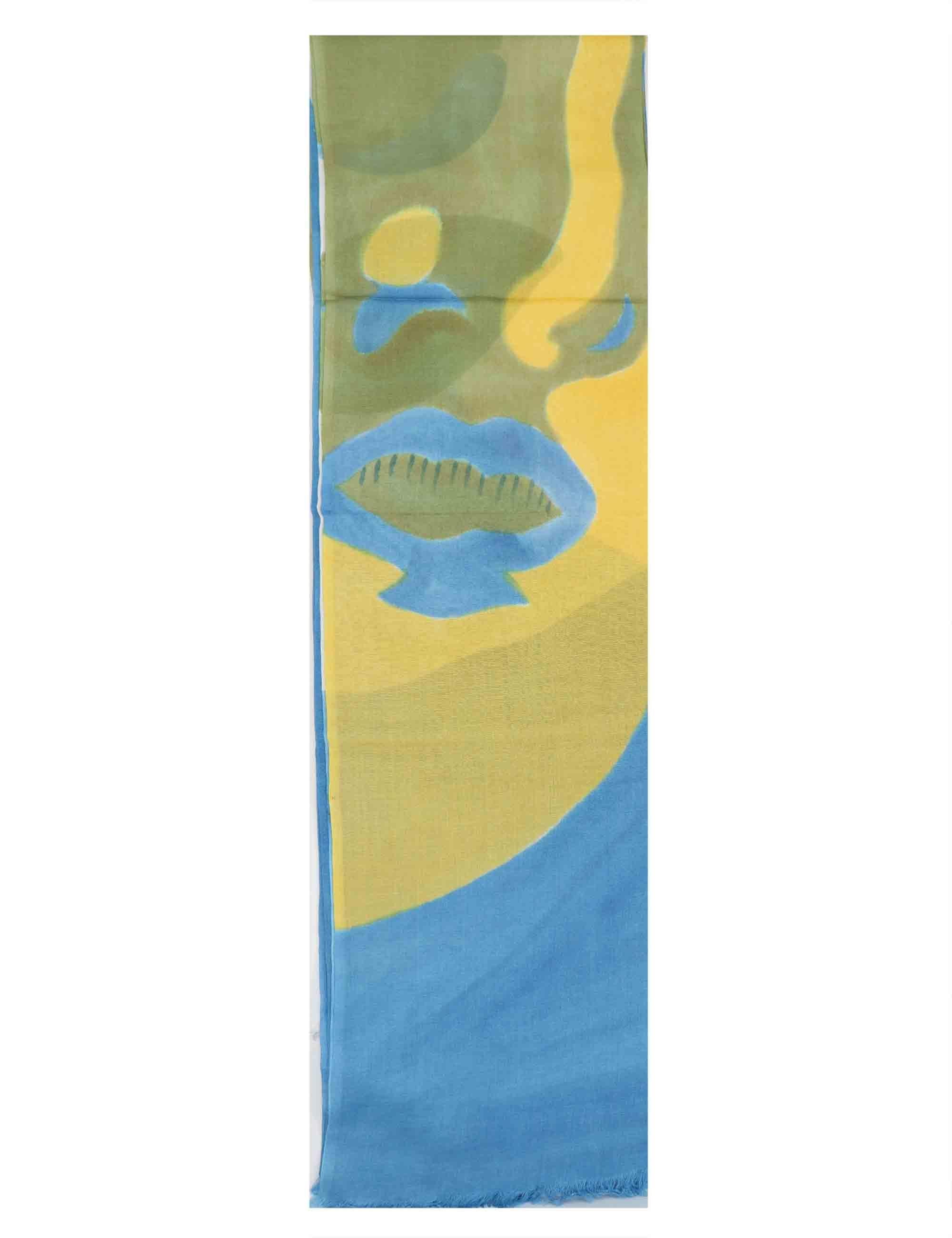 Stole maxi donna in misto seta verde con fantasie astratte Share 60260036 0035 Pyaar 