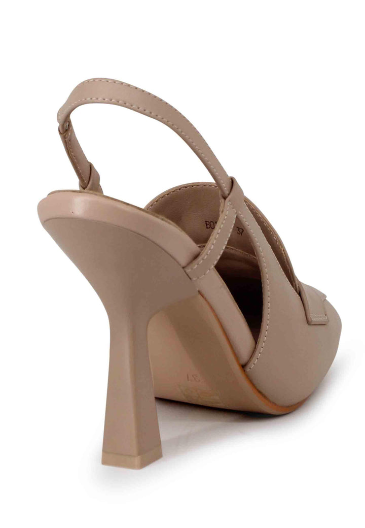 Sandali slingback donna in pelle natutale von tacco alto e punta quadra BO1665 200 Manufacture D'Essai 