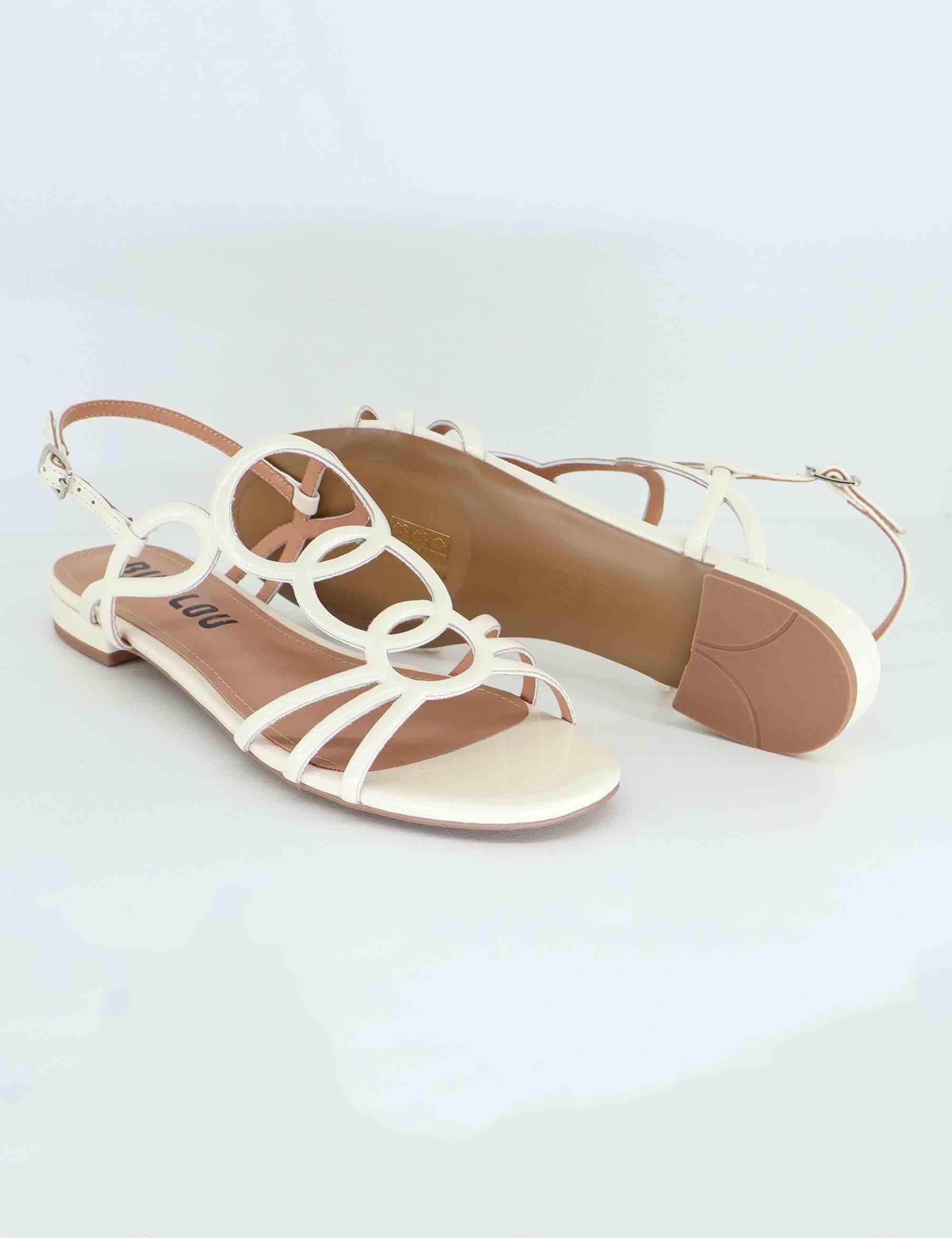 Sandali flat donna Nora in vernice bianca con cinturini 692Z21VK 100 Bibi Lou 