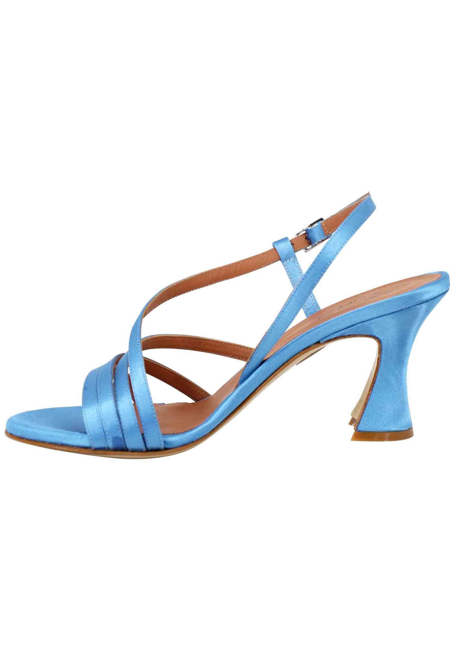 Sandali slingback donna in raso azzurro e suola in cuoio ROCK 19 051 Tattoo 